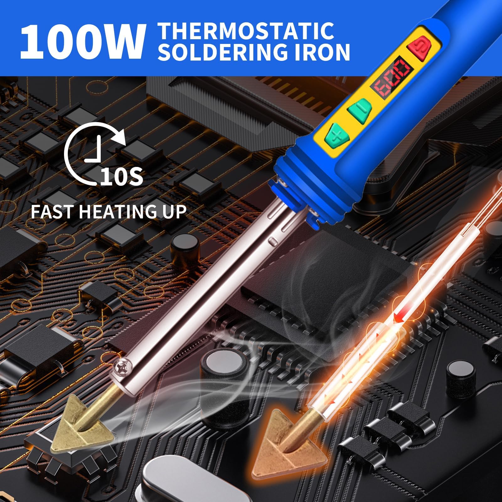 100W Saldatore per Plastica, Saldatrice Plastica LCD Temperatura Regolabile 200 ℃-600 ℃, Plastica Riparazione Saldatrice Kit con 40 Bacchette di Saldatura per Auto Paraurti Plastica Riparazioni (Blu)