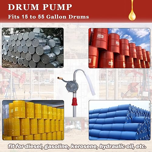 Miniatura 3 de Bomba de tambor de 55 galones, bomba de barril de 55 galones, bomba de barril de mano giratoria de tambor de aluminio para tambores de 5 a 55