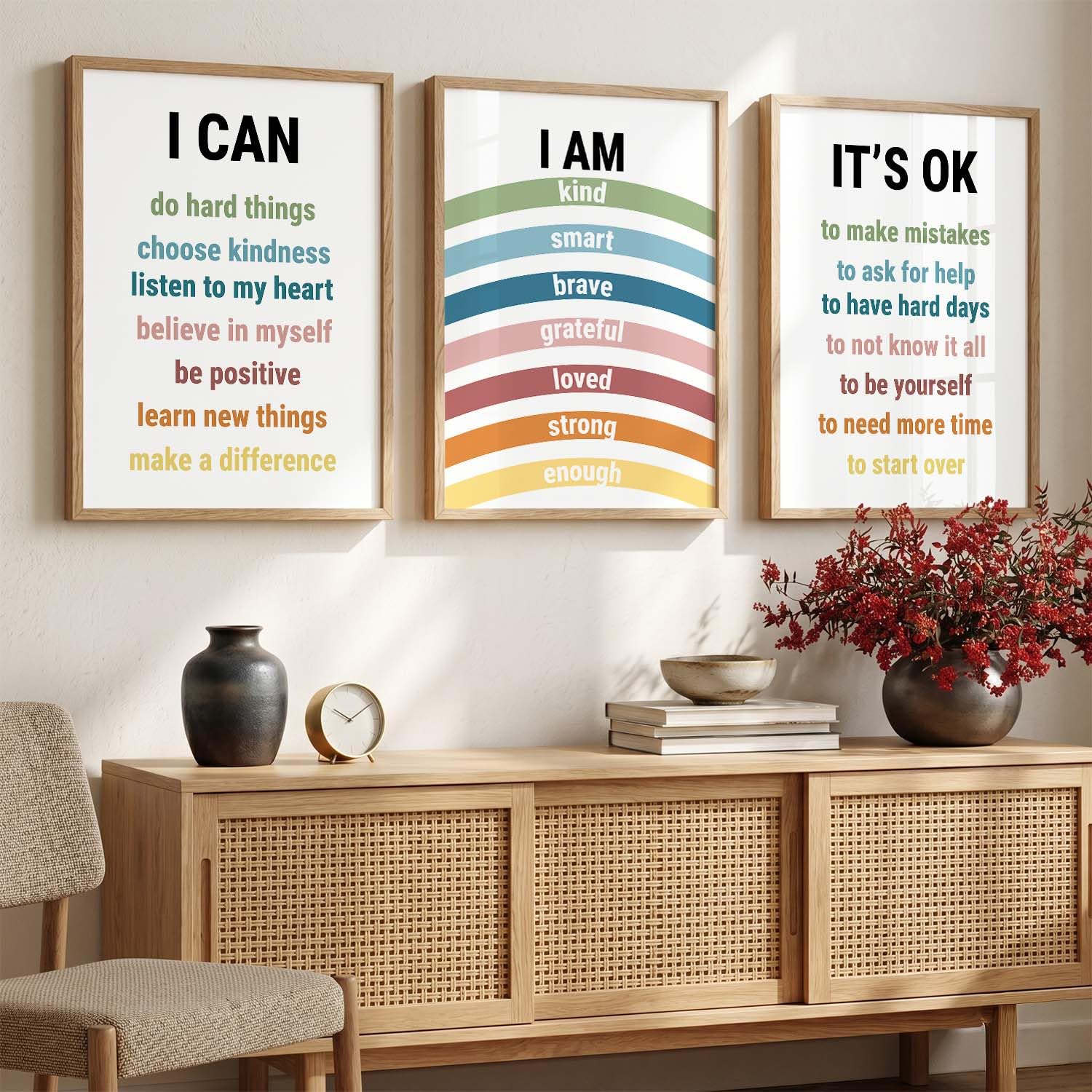 Motivational Wall Art Set - 3 Framed Posters -8