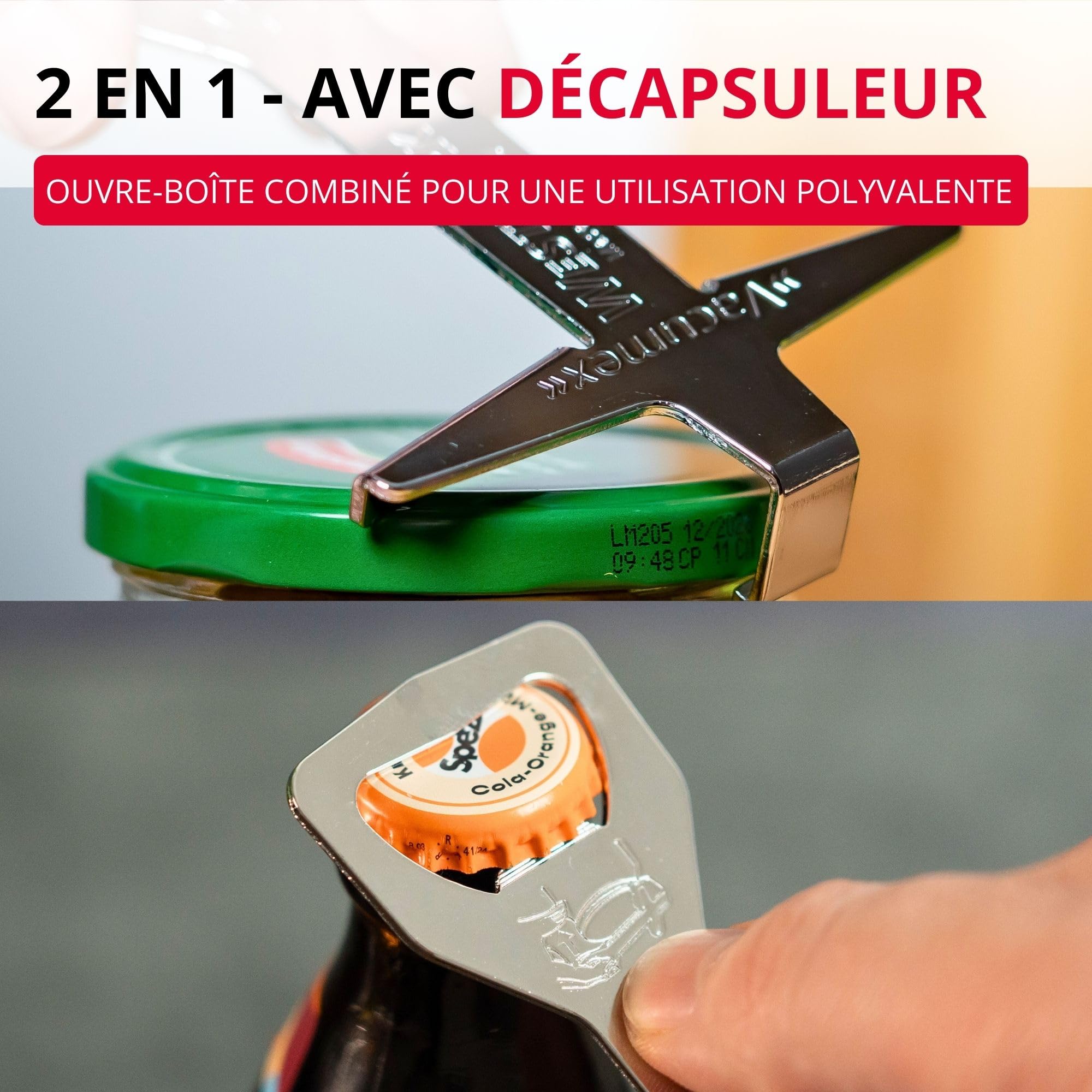 Westmark Ouvre-Bocal avec Décapsuleur 13,1cm Acier Chromé Argent