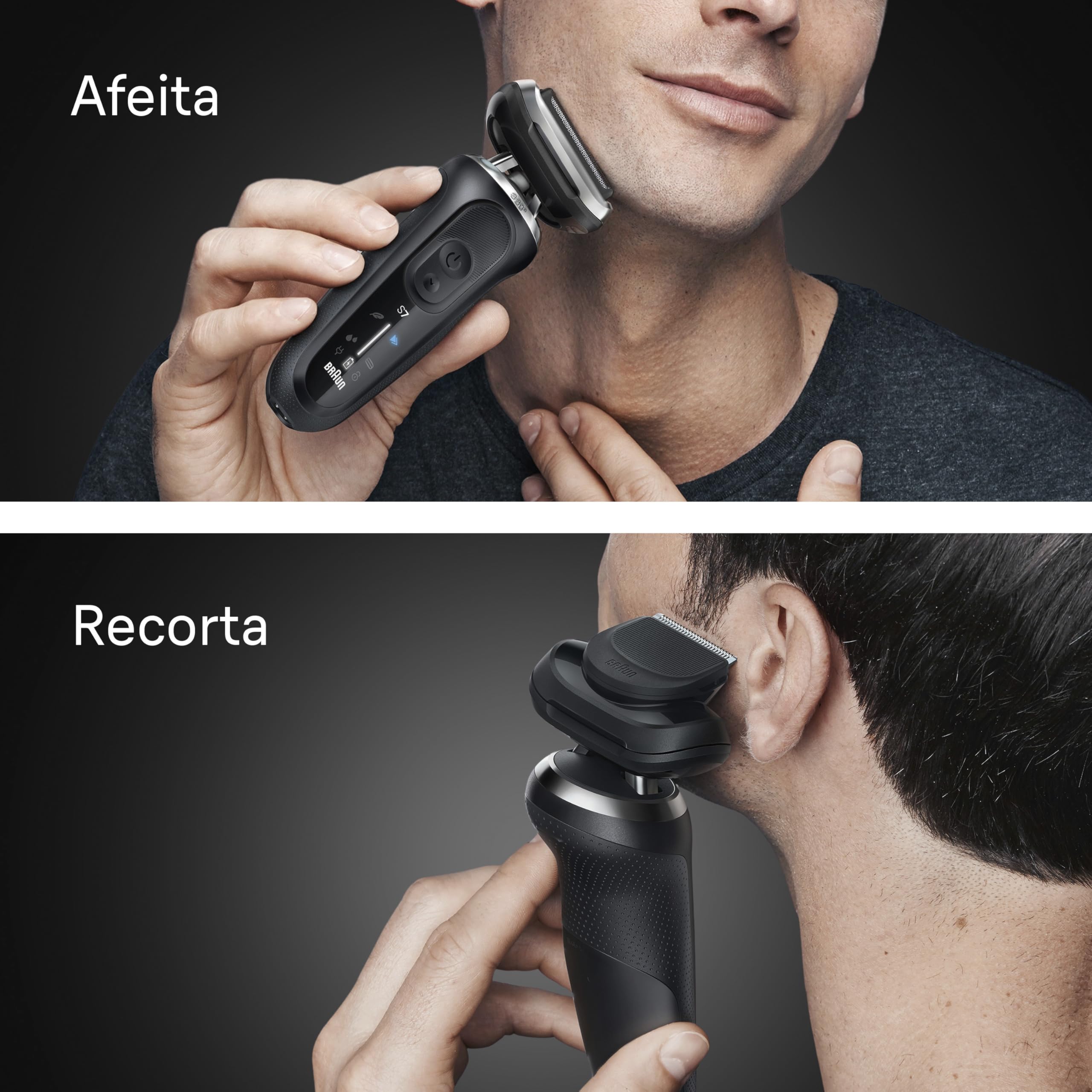 Braun Series 7 Afeitadora Eléctrica Hombre, 72-N4200S, Negro - Máquina de Afeitar Resistente al Agua, 3 Modos, Recargable, 60 Min de Uso, Recortadora de Precisión, Base de Carga, Estuche de Viaje