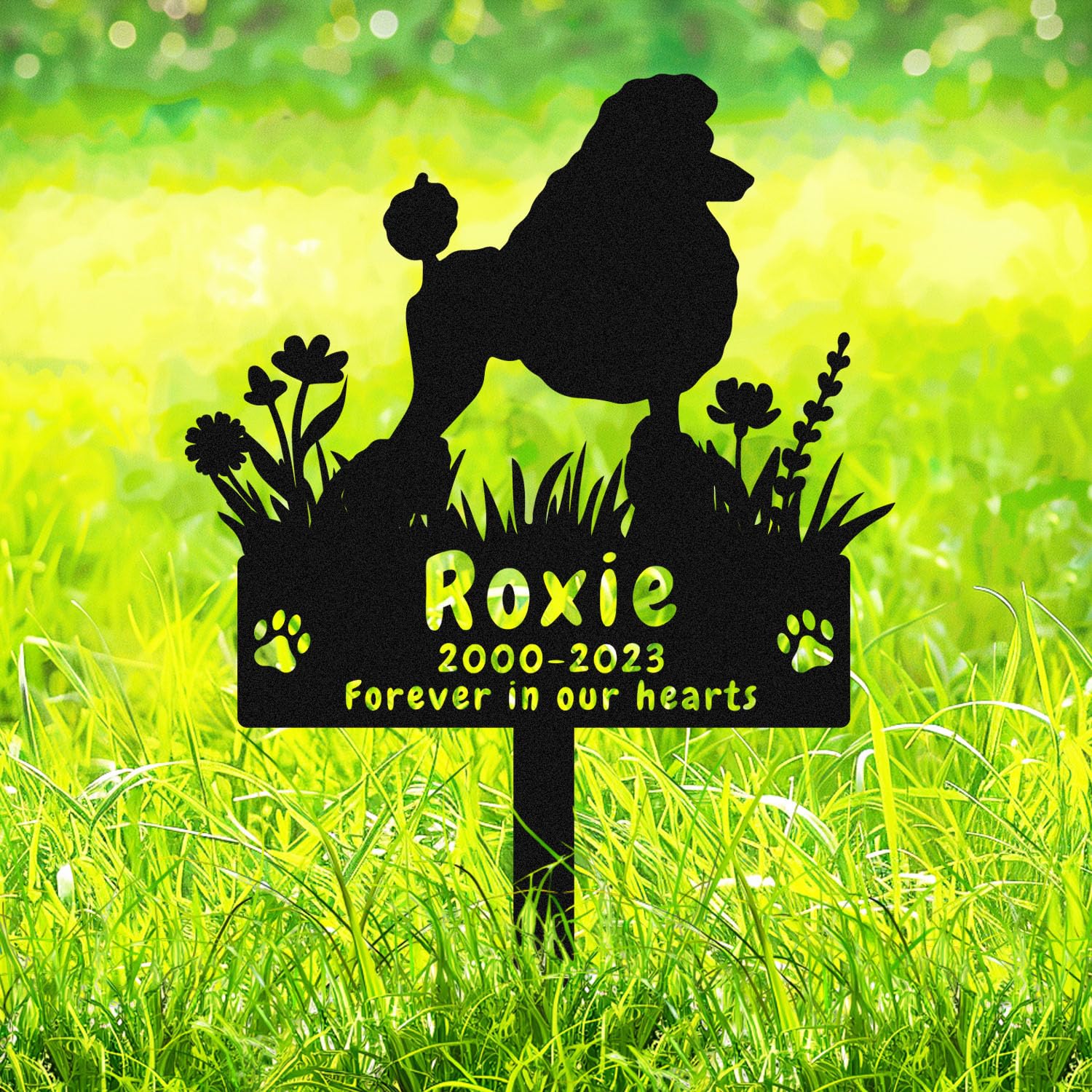 AdtHYUxq Personalised Poodle Dog Metal Memorial Garden Stake,Custom Dog Paw Marker Pet Poodle Memorial Grave Marker Name Sign Garden Plaque Pet Loss Sympathy Gift Outdoor Remembrance Stake Yard Sign