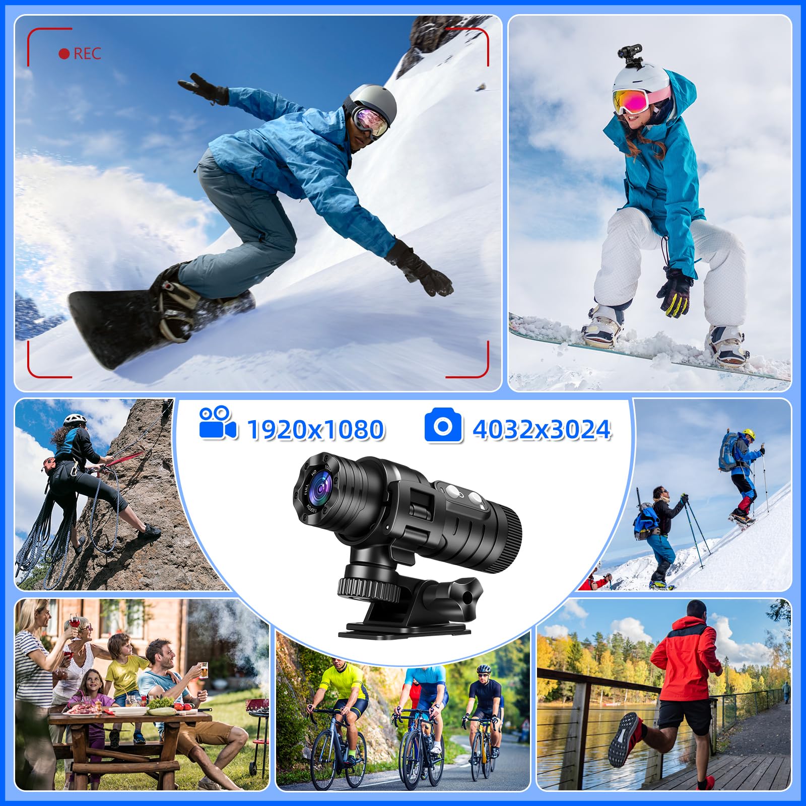 AIKER Dash cam Moto Professionale,Versione Aggiornata WiFi Action Cam IP66 Impermeabile,1080PHD&Angolo Ampio Di 120°Telecamera Moto,Regolazione Automatica Del Livello Dashcam Moto,Facile Da Collegare