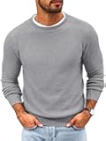 Mens Crewneck Sweater Casual Textured Knitted Thermal Pullover Sweaters