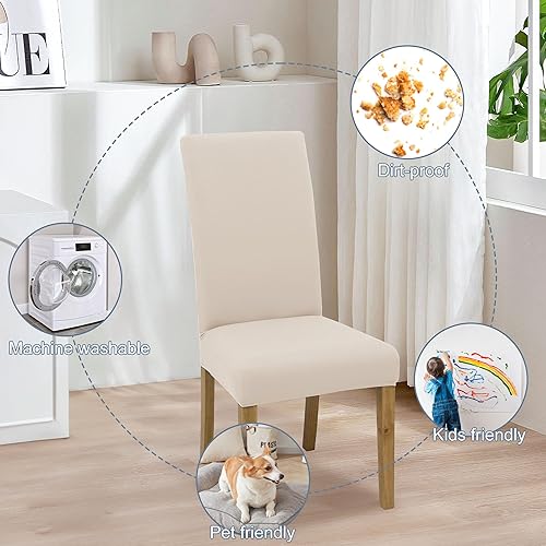 Miniatura 6 de Fundas para sillas de comedor, juego de 2 fundas para sillas de comedor o cocina, lavables, protectoras, para sillas Parsons, para el hogar,