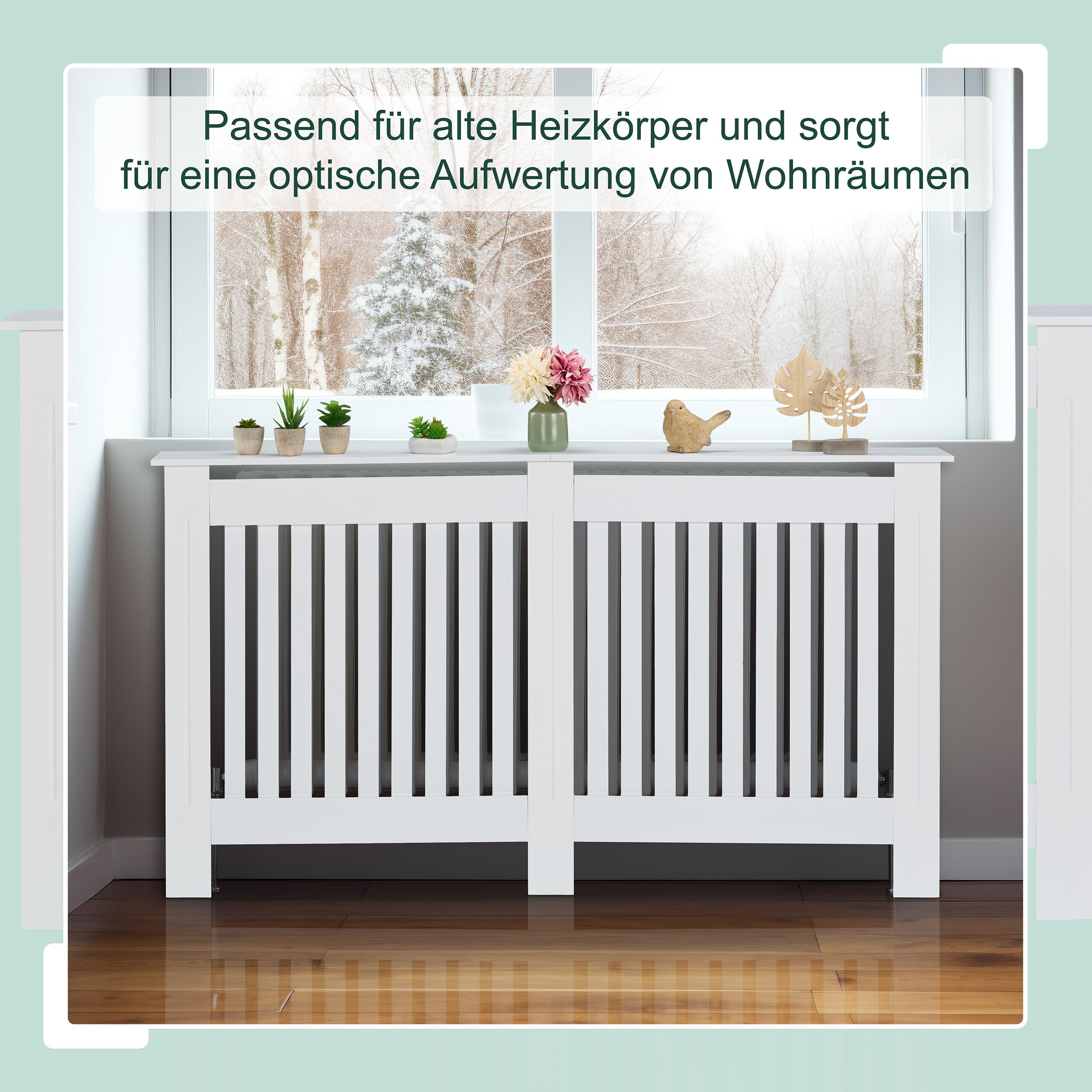 Relaxdays Heizkörperverkleidung Landhausstil, HBT 83x152x19 cm, für alte Heizkörper, Heizungsabdeckung Regal, MDF, weiß