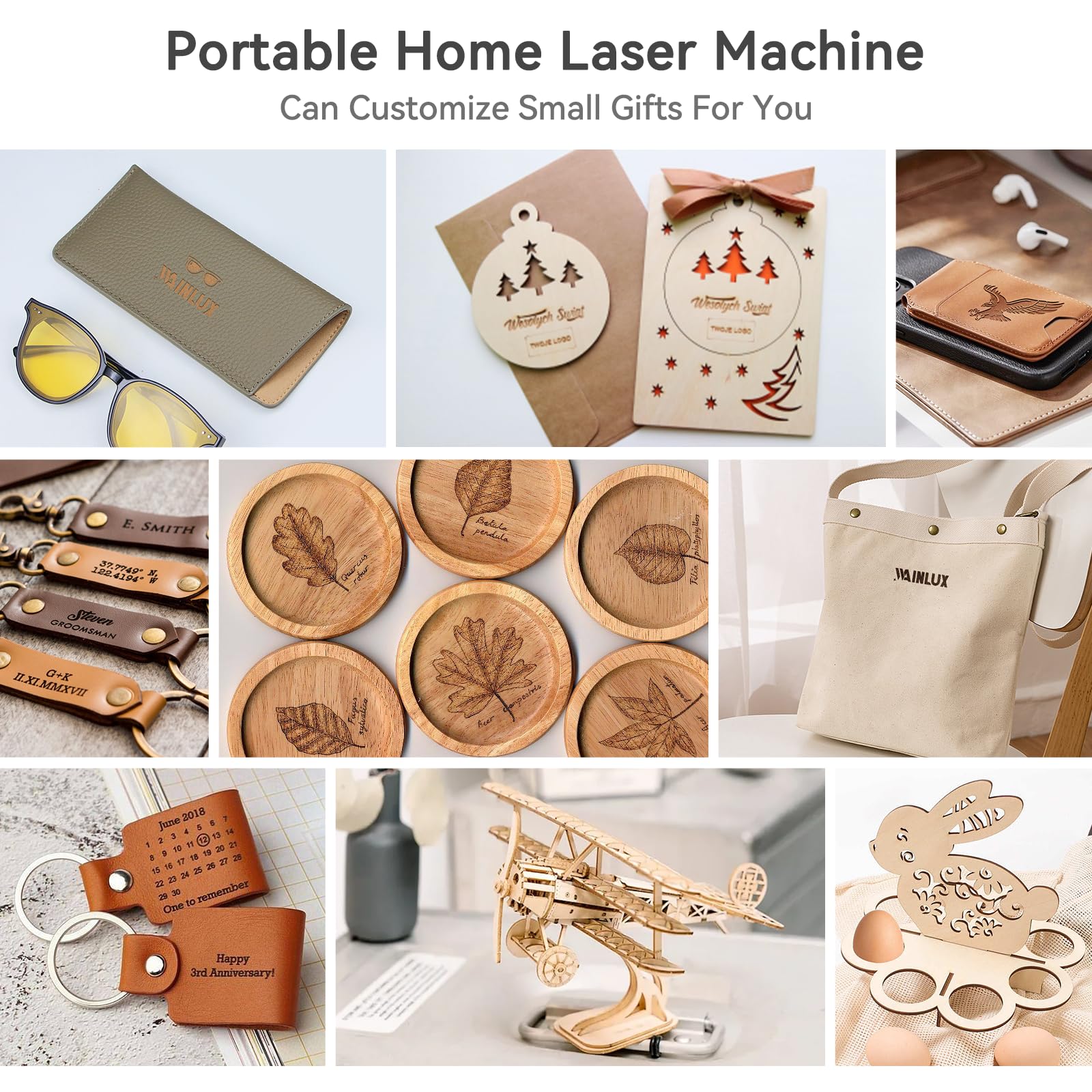 Incisore Laser WAINLUX K6 Pro - Macchina per Incisioni 3000mW, Precisione 0,05mm, Connessione BT - Mini Laser Portatile Per Legno, Vinile, Cuoio, Vetro, Fai Da Te, Design di Logo