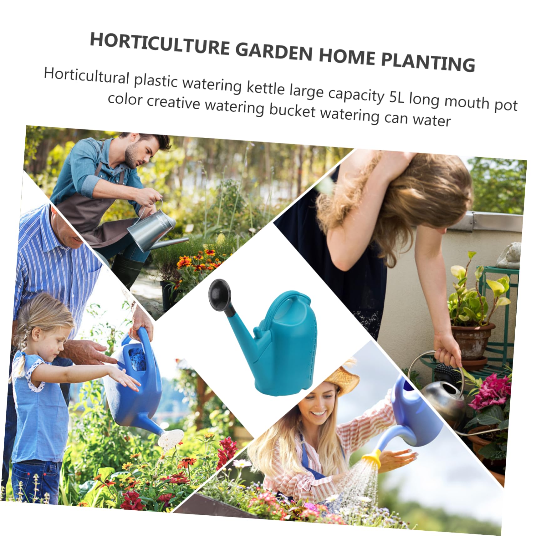 Toyvian Regadera de Plástico Azul para Plantas Capacidad de 5l, Diseño Ergonómico Fácil de Agarrar, Adecuado para Jardinería y Riego en Balcones