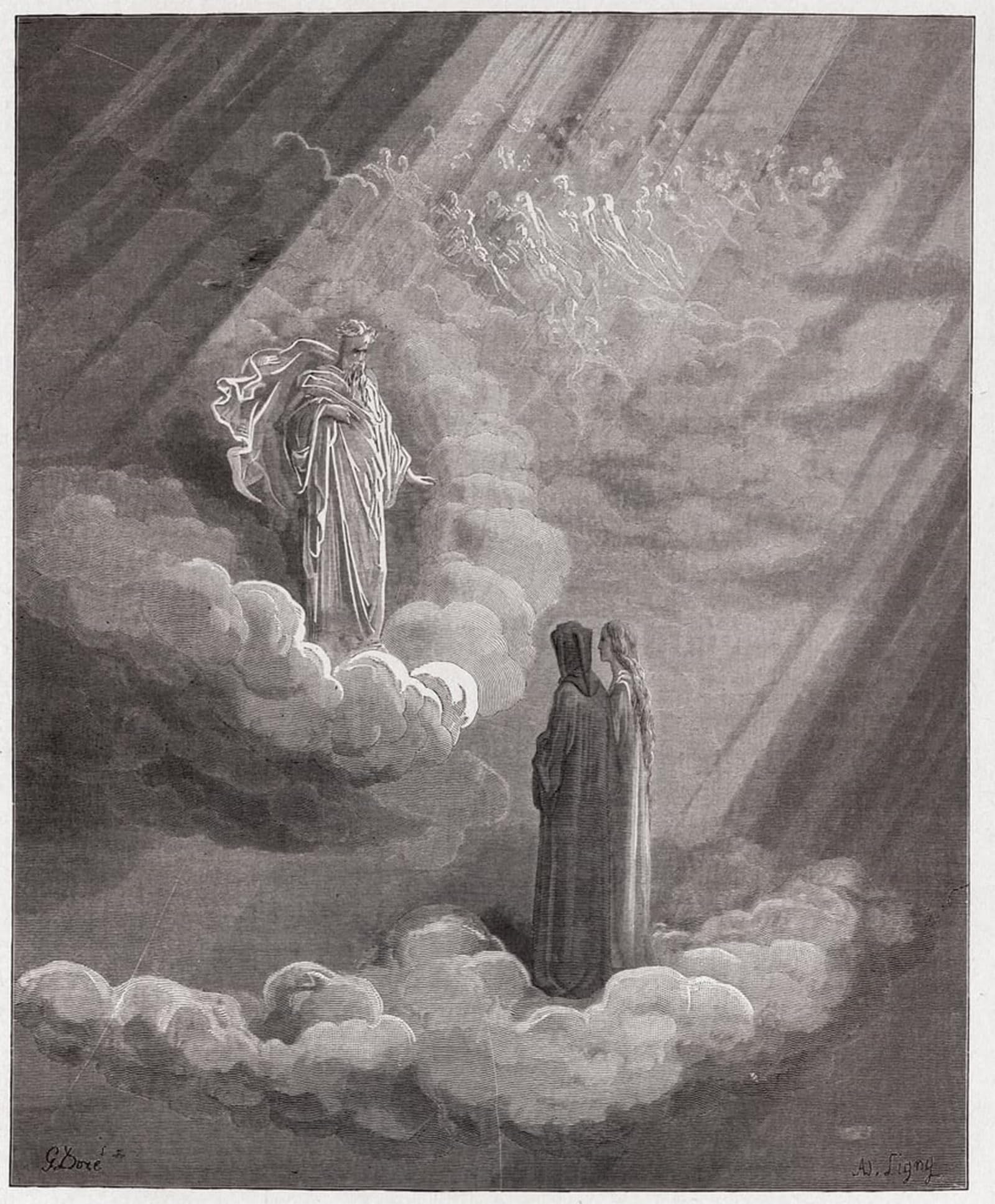 ARTXLXXBN Famous Painting Canvas Artwork Graffiti Print the Divine Comedy Paradiso Canto the Soul of Cacciaguida Speaks of Florence by Gustave Dore Portrait Canvas Image for Home Decor 60x90cm