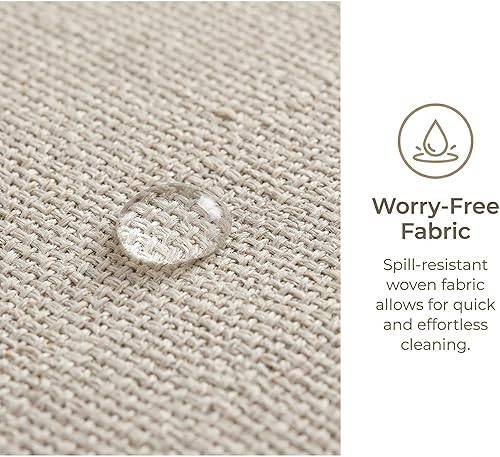 Miniatura 4 de VESCASA Juego de 2 sillas de comedor tapizadas de lino, sillas acolchadas modernas de mediados de siglo con marco de metal dorado para restaurante,