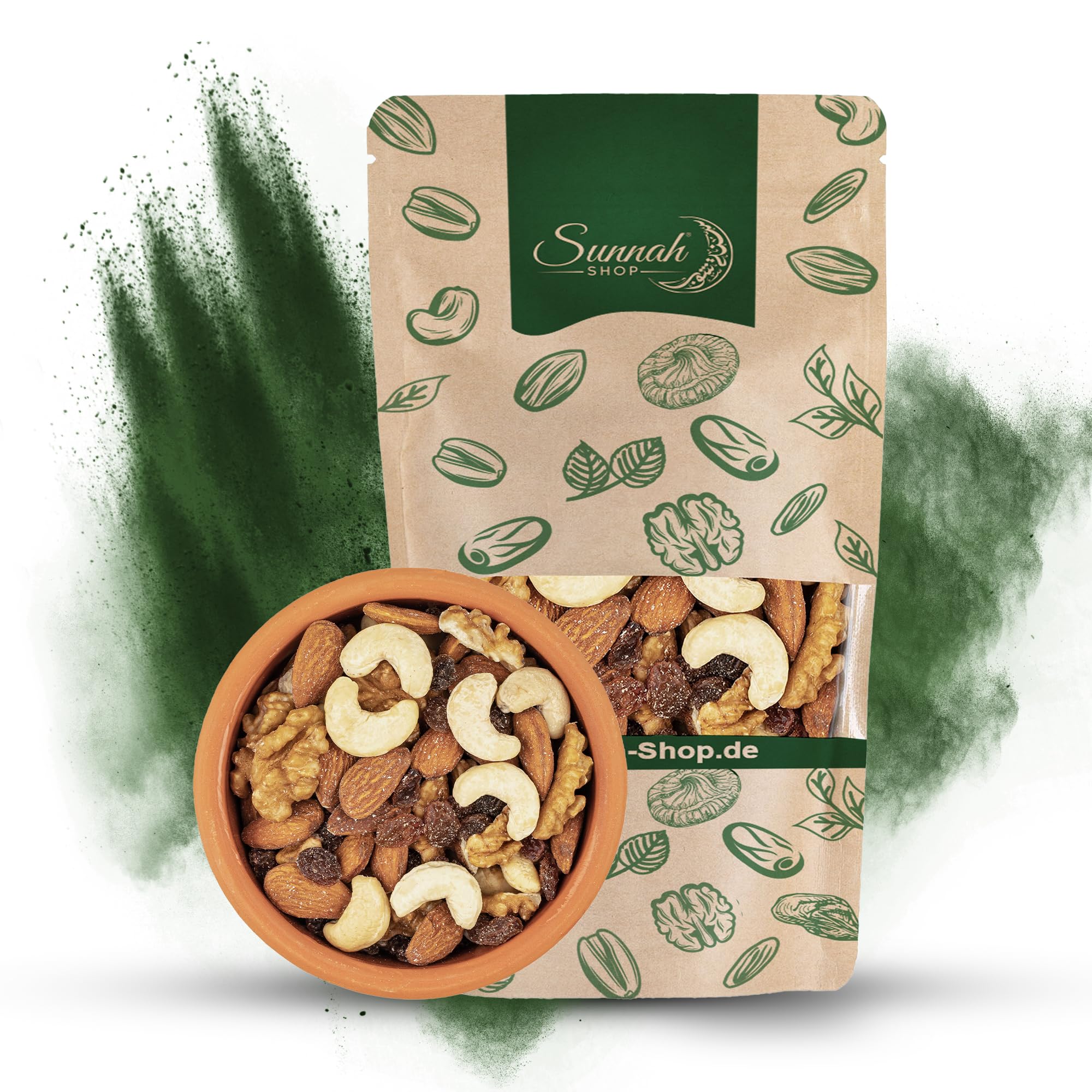 Sunnah Shop® Nussmischung Naturbelassen 5KG ungeröstet ungesalzen | Fruchtige Vielfalt aus Cashewkernen, Mandelkernen, Walnusskernen und Rosinen | Vegan Protein | Studentenfutter Nüsse
