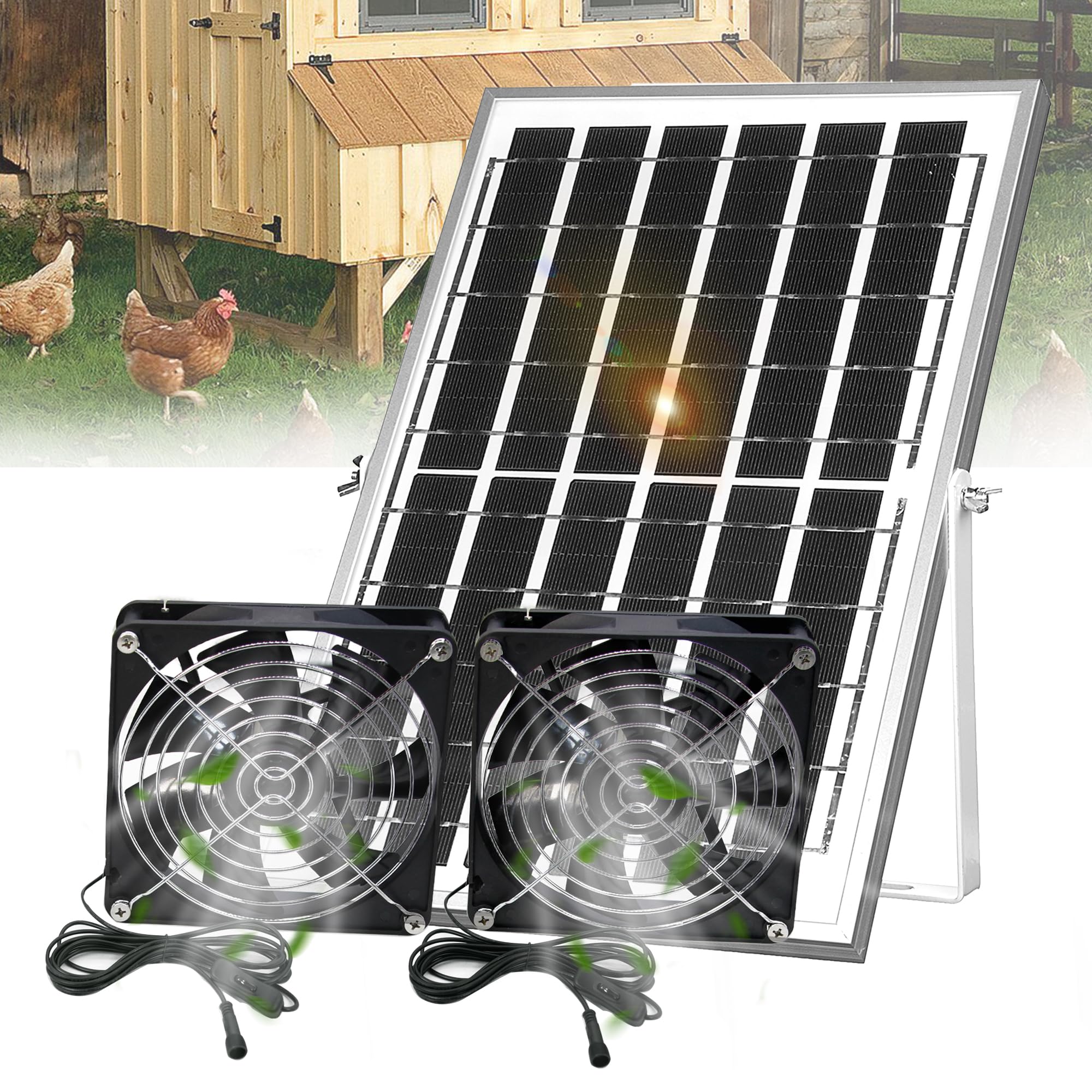 Solar Chicken Coop Fan SUNFEX 30W Outdoor Solar Exhaust Fan 12V