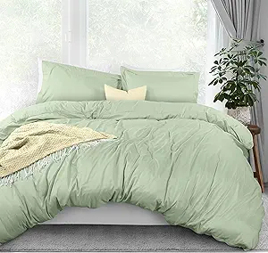 Utopia Bedding Duvet Cover Queen Size - 3 Piece with Zipper Closure - 1 Comforter Cover 90X90 Inches & 2 Pillow Shams 20X26 Inches (Sage) Comforter Not Included