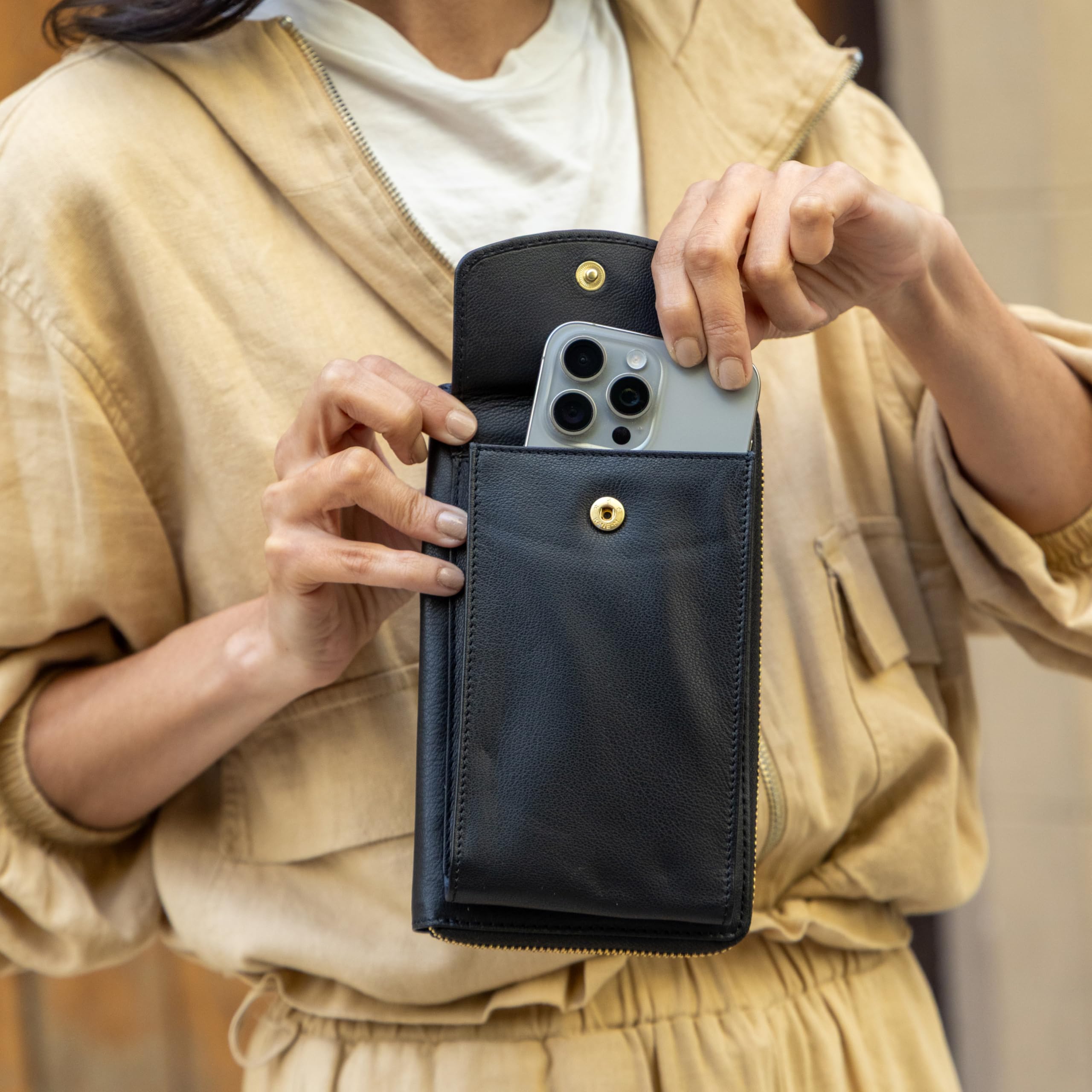 Gusti Umhängetasche Leder- Silvia Damen Handytasche Ledertasche Schultertasche Leder