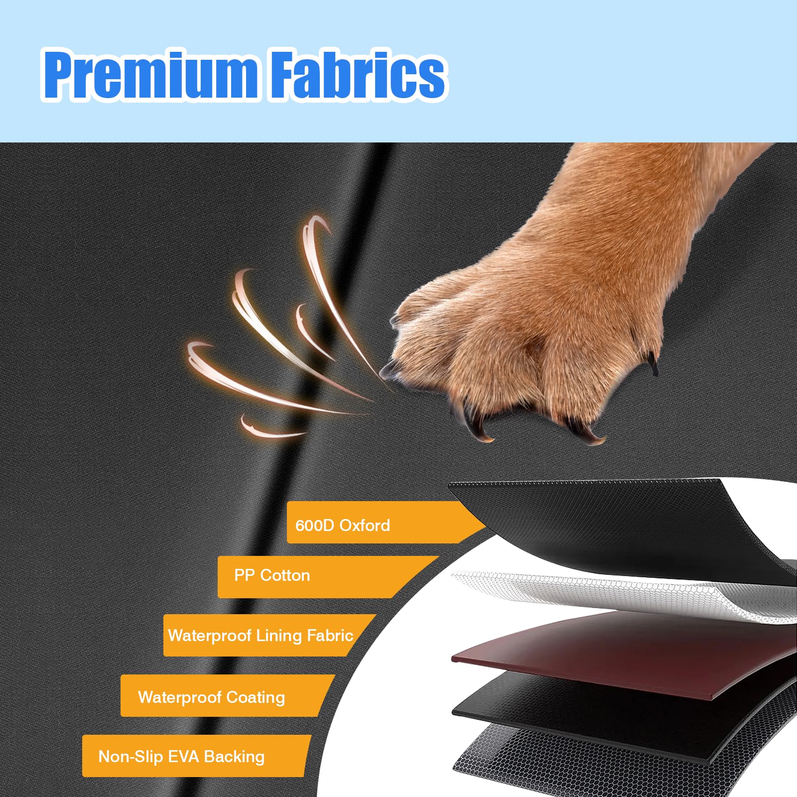 AiQInu Telo Auto per Cani 184 * 105 cm, Telo Macchina per Cani, Impermeabile, Antiscivolo e Resistente ai Graffi, Copri Bagagliaio per Auto, SUV, Durevole