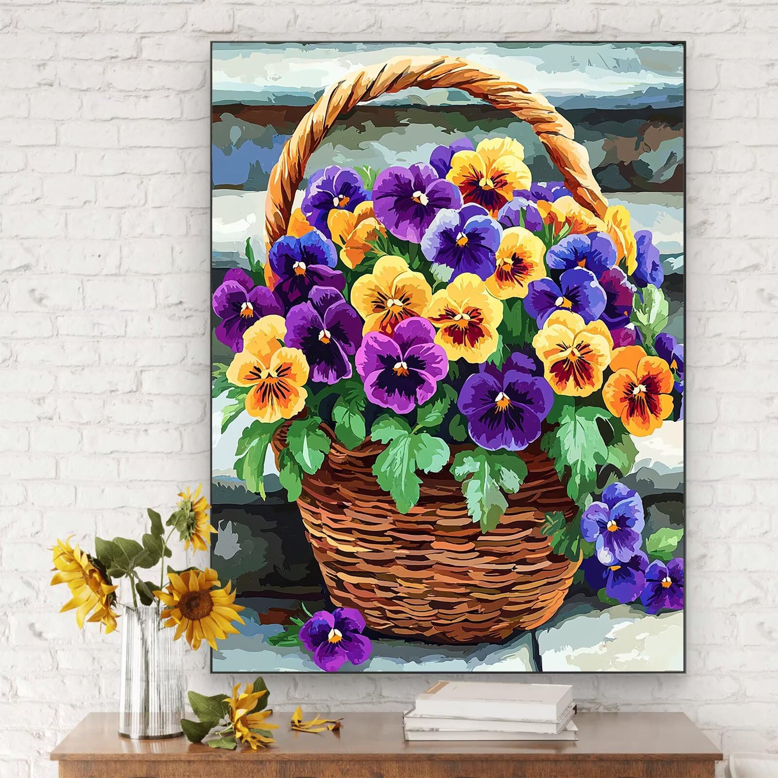 Malowanie po numerach Orchidea, 90x120cm Malowanie według numerów Kwiat dla dorosłych, Bezramowe, Zestaw do malowania olejnego na płótnie z 3 pędzlami, Pigment akrylowy, Paint by Numbers Dekoracja