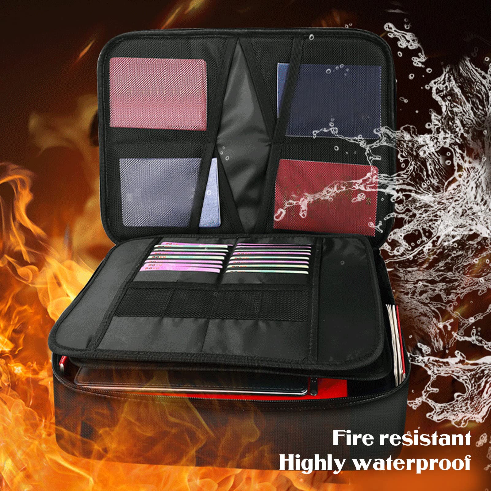 Tyenaza Borsa per Documenti Ignifuga, Scatola per Archiviazione, Scatola per Documenti Ignifuga Portatile Impermeabile Resistente alle Alte Temperature con Serratura per Viaggi in Ufficio