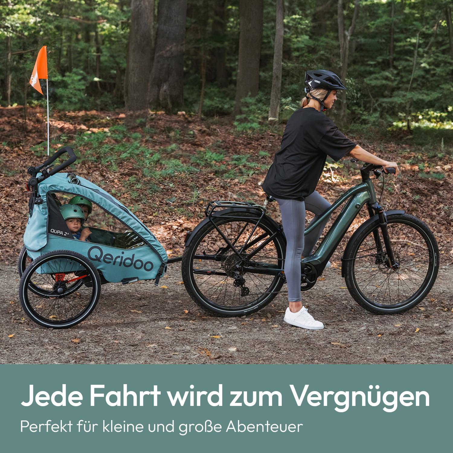 Qeridoo QUPA Plus Fahrradanhänger 1 oder 2 Kinder Premium-Federung 3-in-1-Funktion Jogger Kinderwagen Leicht Sicher Komfortabel