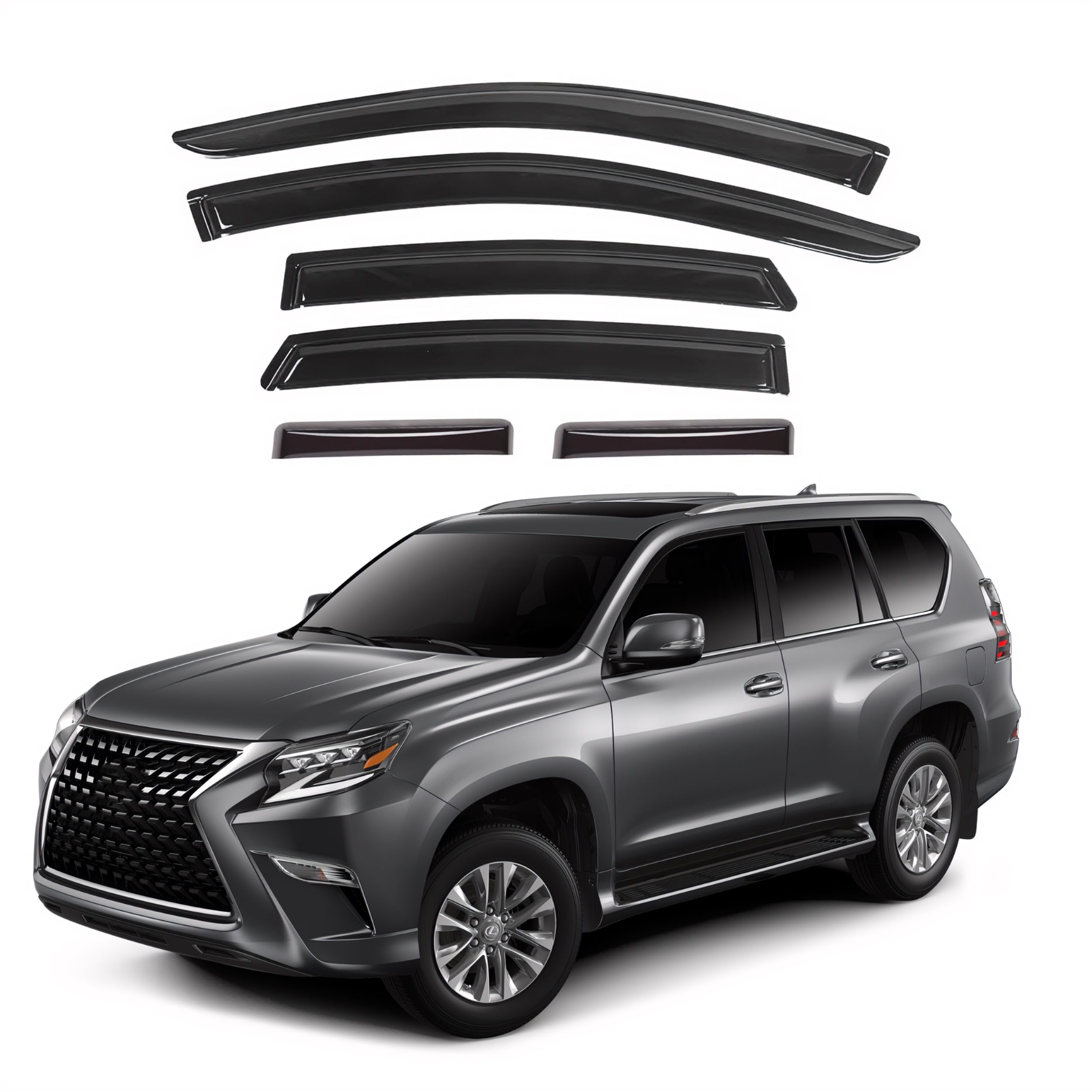 IG Window Visor for Lexus GX460 2010-2023, Rain Guard Tape-On Extra Durable Side Vent Window Deflector, 2010 2011 2012 2013 2014 2015 2016 2017 2018 2019 2020 2021 2022 2023