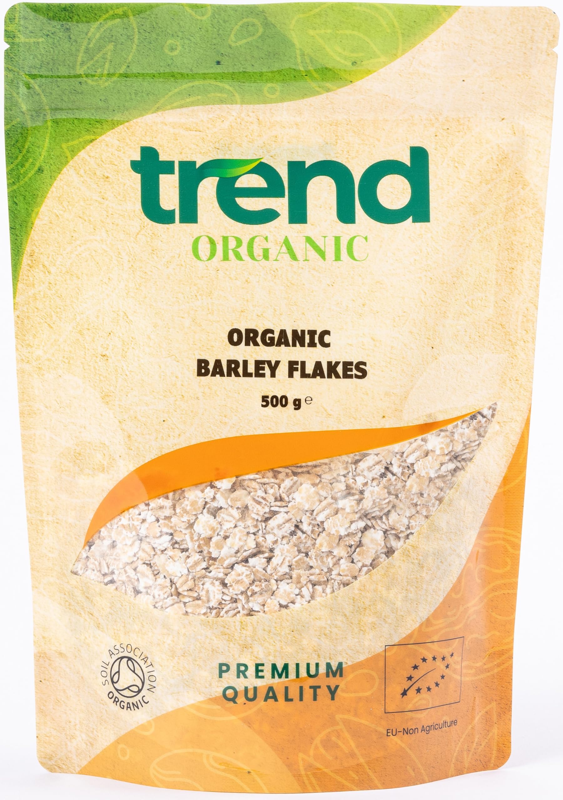 Trend OrganicBarley Flakes, 500g-Nutrient-Rich Goodness, High in Protein & Fibre, and Essential Vitamins and Minerals, Certified Organic, Vegan, Non-GMO, No Additives No Preservatives, Raw