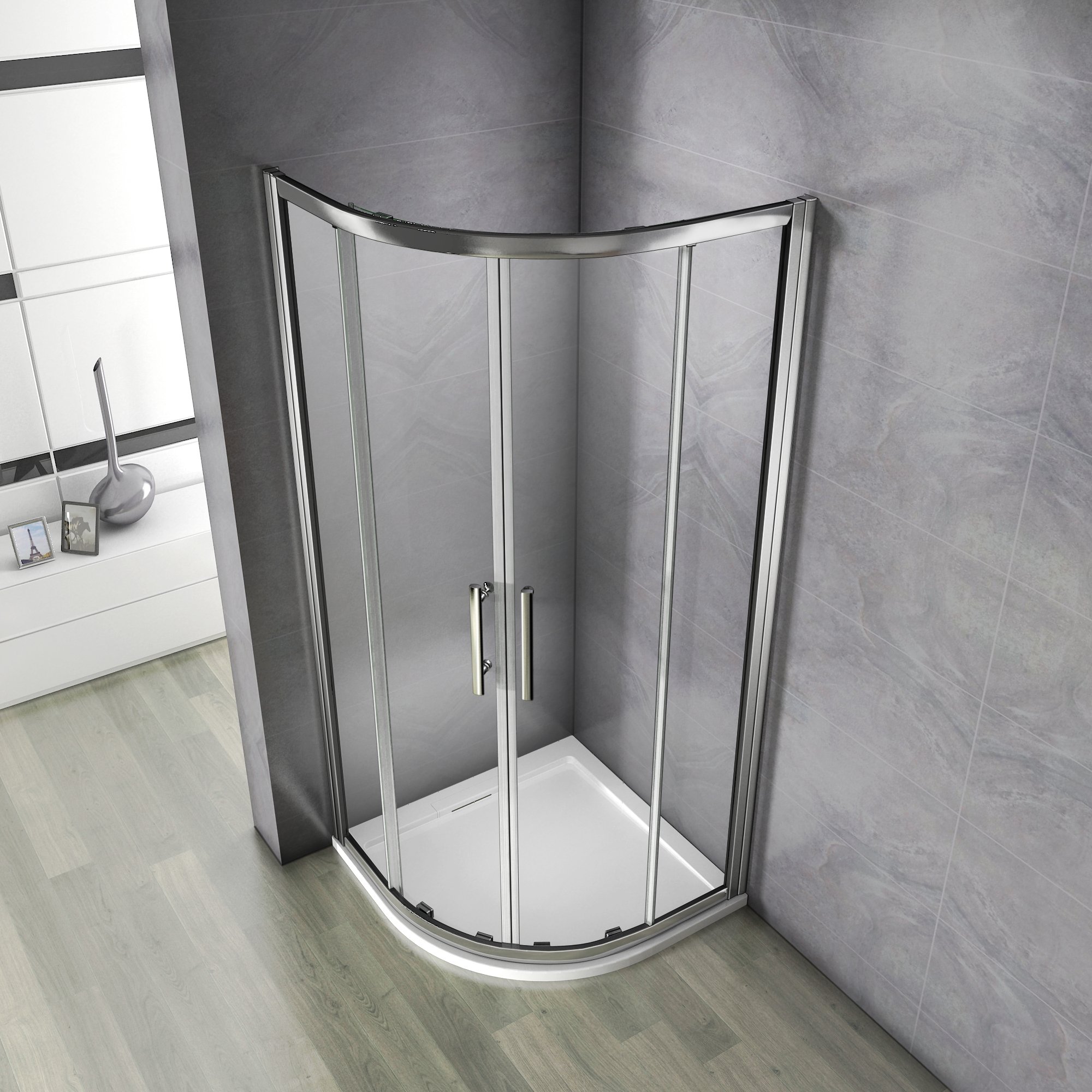 Cabine de douche accès d'angle SONNI 195cm de hauteur avec double porte coulissante Porte de douche 90x90 cm verre de sécurité à dégagement rapide, installation universelle