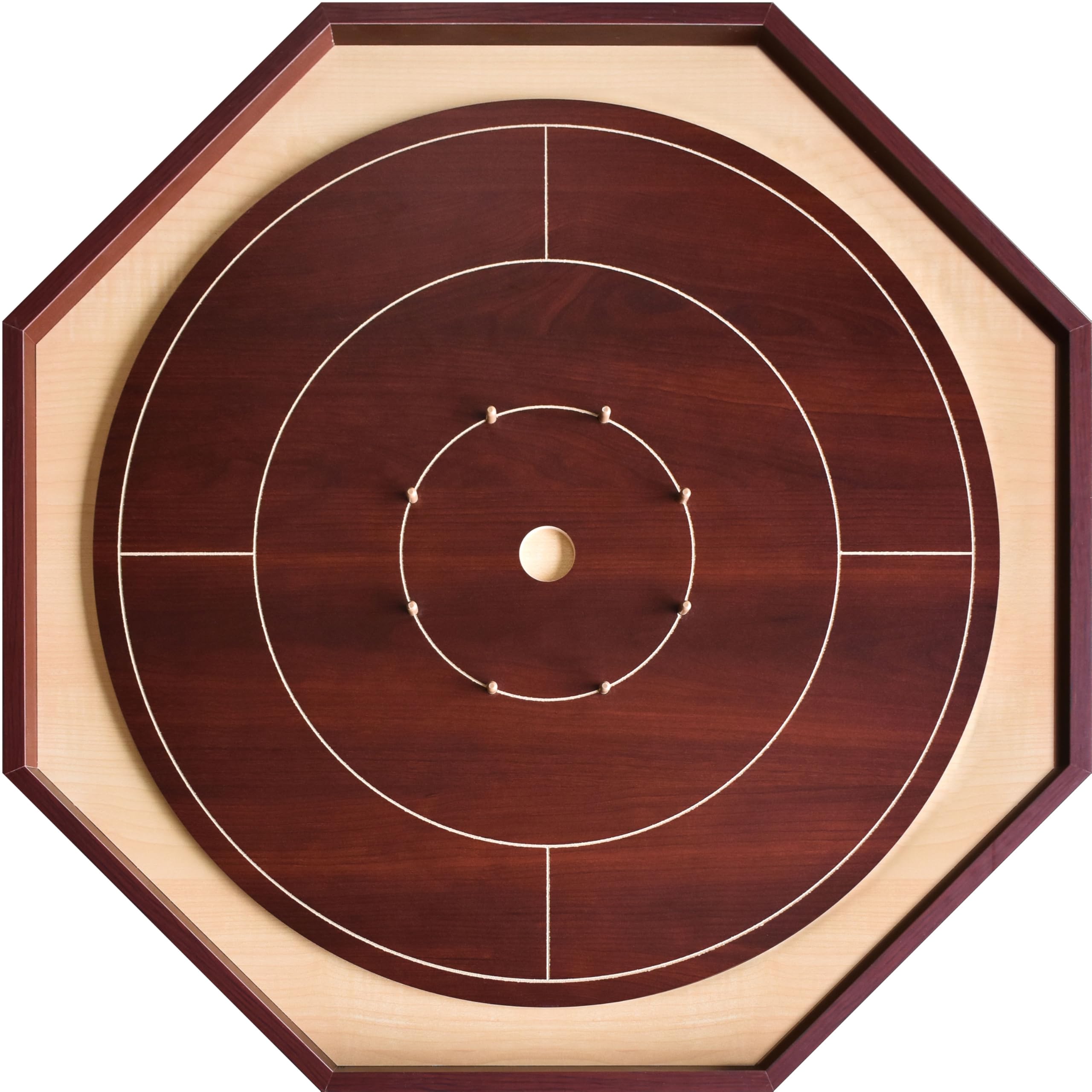 The Shiraz Cherry Crokinole Board for Beginners - Shiraz Cherry and Maple Melamine, CNC Engraved Lines, Fast and Water Resistant Playing Surface