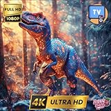 Relaxing screensaver TV with slow-motion visuals of dinosaur habitats.
