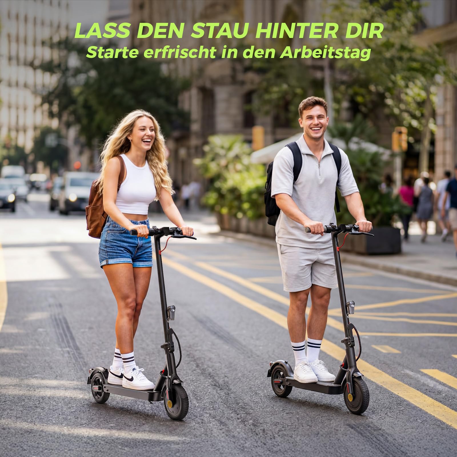 E Scooter mit Straßenzulassung (ABE), 8,5 Zoll Wabenreifen | 350W Motor | 30km Reichweite, 10 Zoll Wabenreifen | 500W Motor | 40km Reichweite, Duales Bremssystem & 20 km/h, Elektroroller bis 120 KG