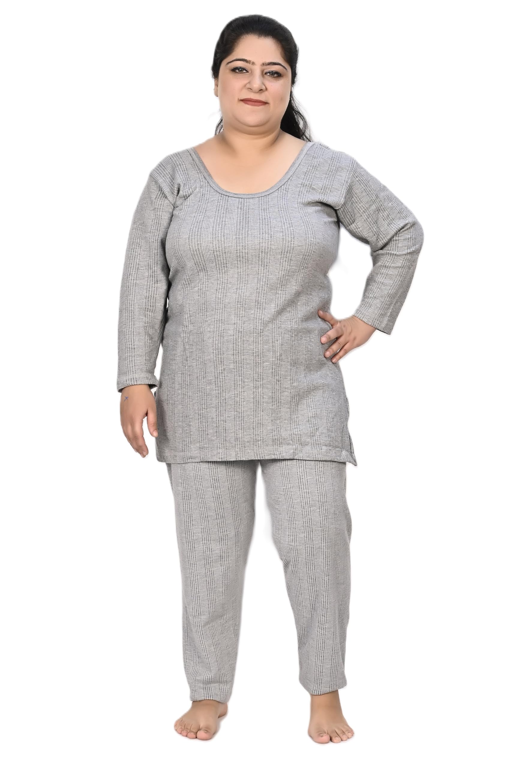 Thermal Set/Body Warmer Combo for Plus Sized Women Natural Insulation Thermals Cozy Thermal Top and Lower Combo for Womens(Pack of 1 Set)