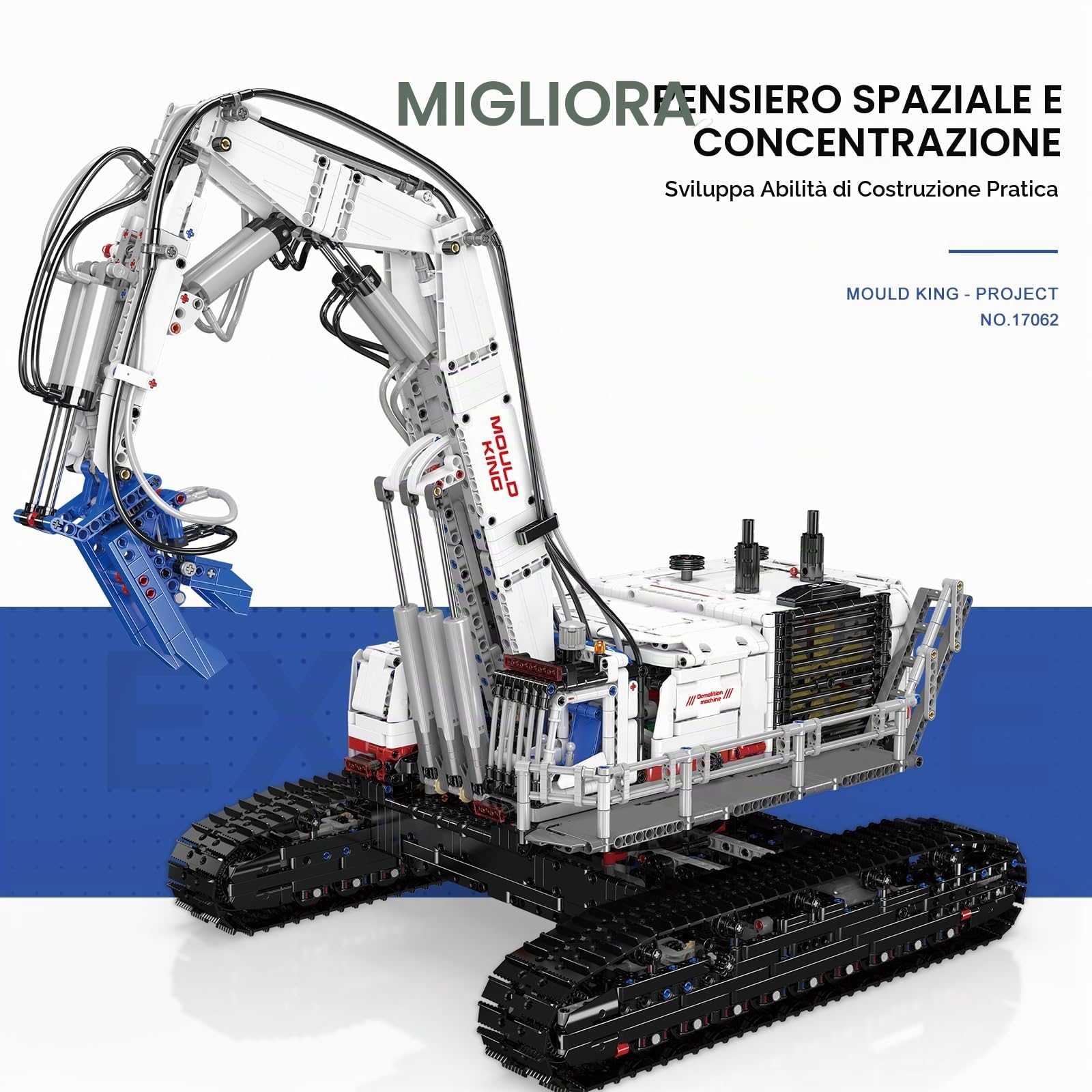 Mould King Set da costruzione per escavatore da demolizione per modello ad alta velocità con controllo motore e app, 4195 pezzi STEM giocattoli per ragazzi a partire dai 14 anni e adulti, kit tecnico