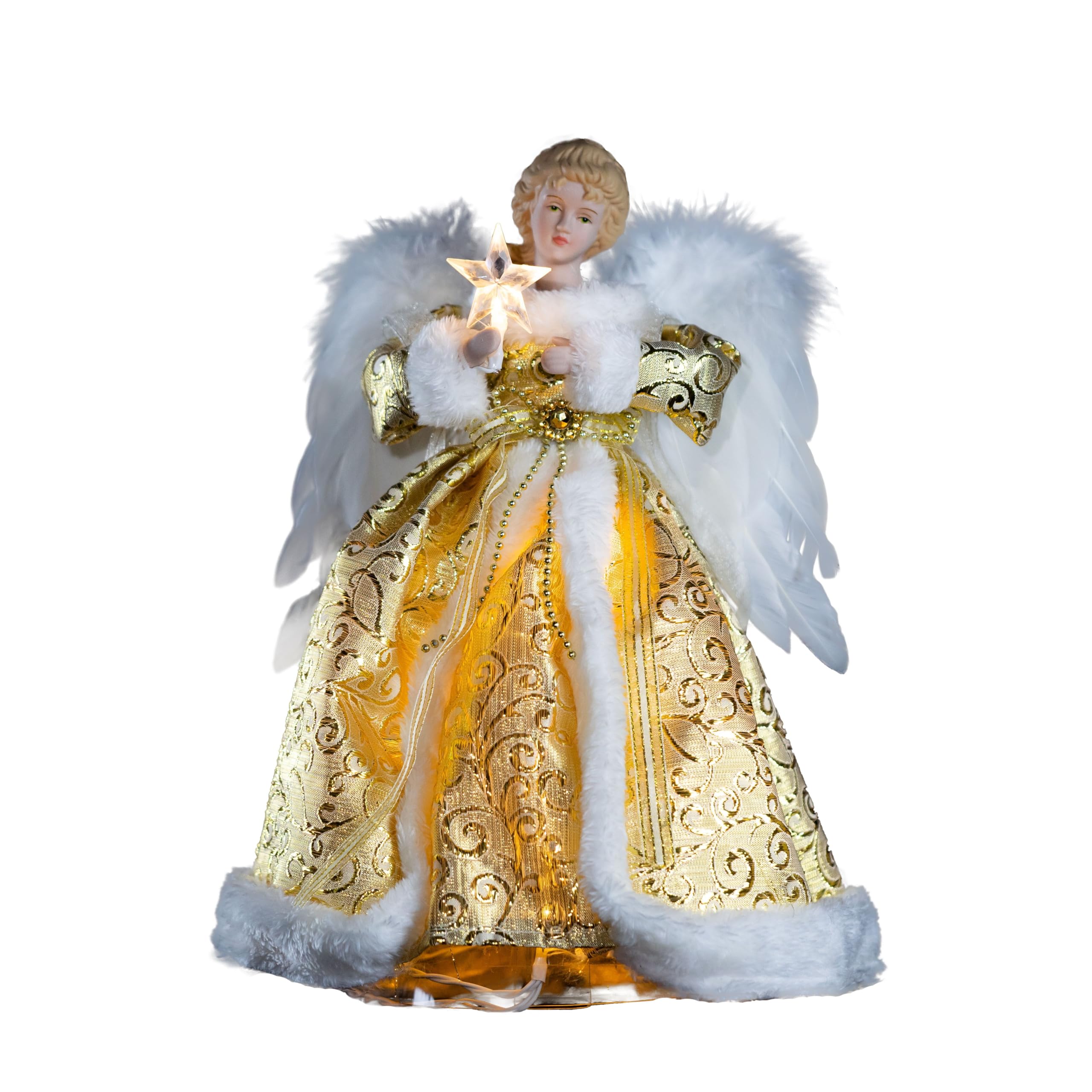 Photo 1 of Cyraft Angel Tree Topper with Lights 12-Inch with Moving Wings Electrically Driven, Lighted Christmas Tree Topper, (Gold)