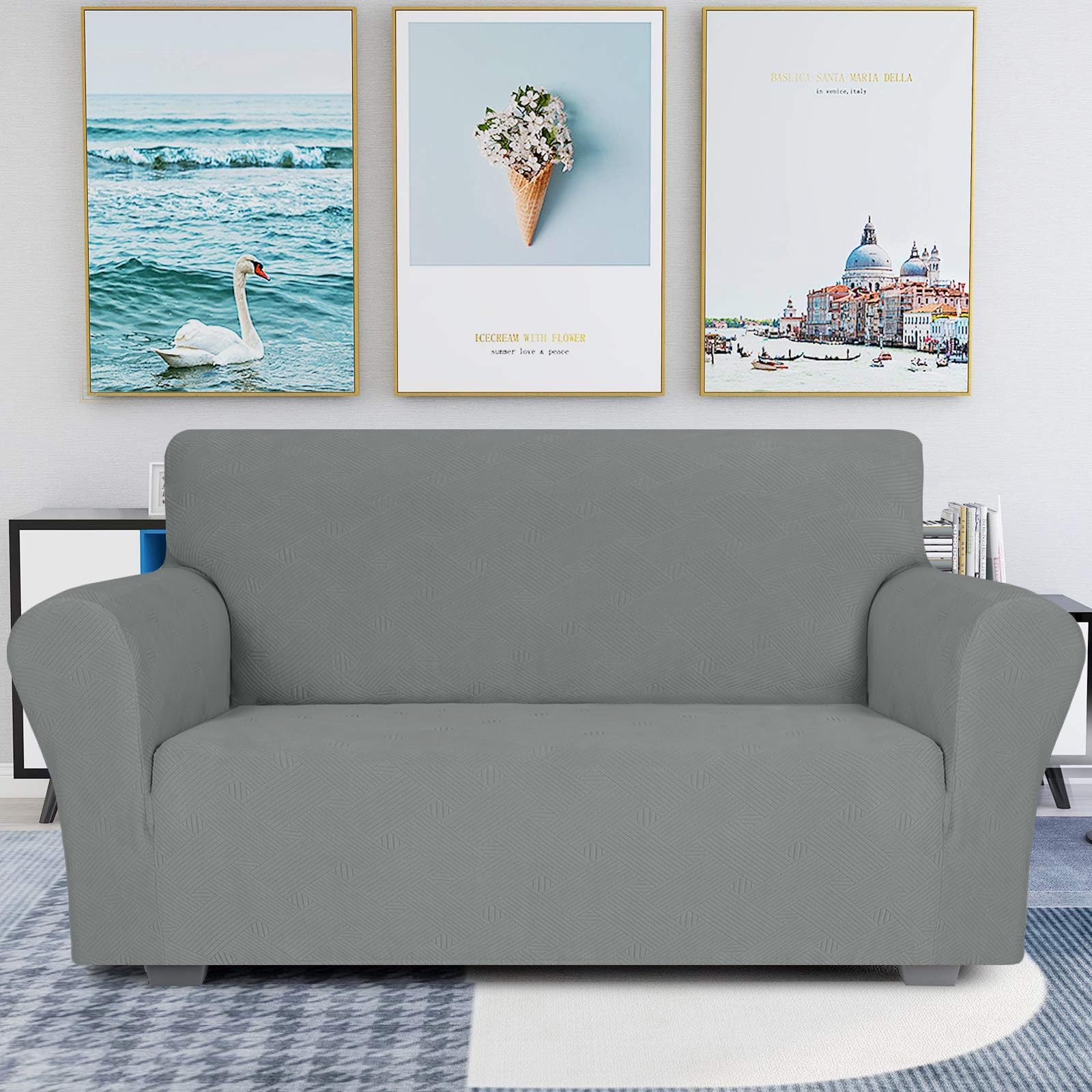 Ystyle Copripoltrona 1 Posto Con Braccioli, Copridivano Antigraffio Gatto, Copridivani Elasticizzato, Pesante Inverno Copri Divani, Fodera Divano Antimacchia Lavabile Antiscivolo, Grigio Chiaro