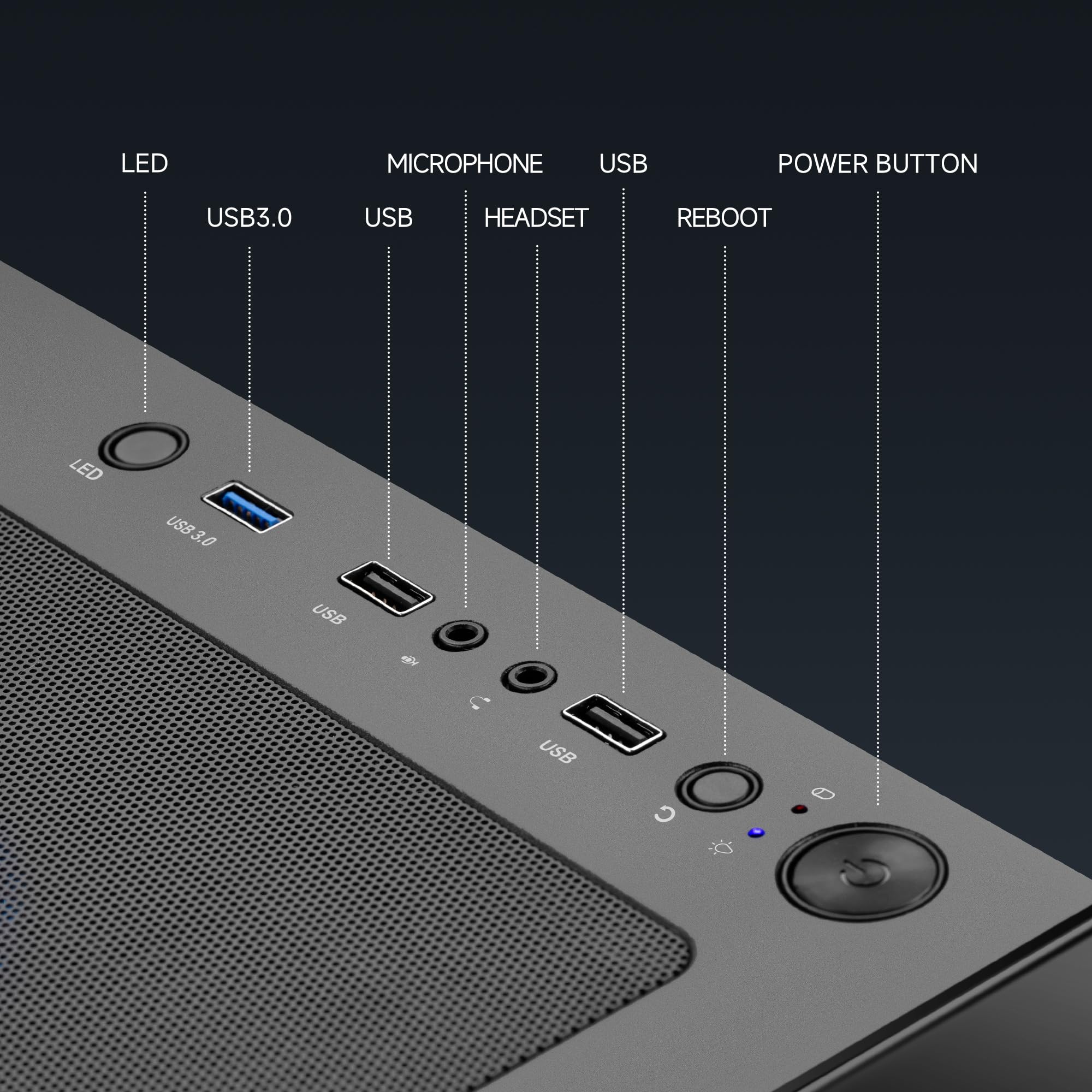 NINGMEI Gaming PC Desktop,AMD Ryzen 5 5600GT 6 core 3.6GHz(up to 4.6GHz),16GB DDR4 RAM 3200MHz,1TB NVME SSD, Tower Computer with 550W PSU, Windows 11 Home 64-bit for Home and Office,Black