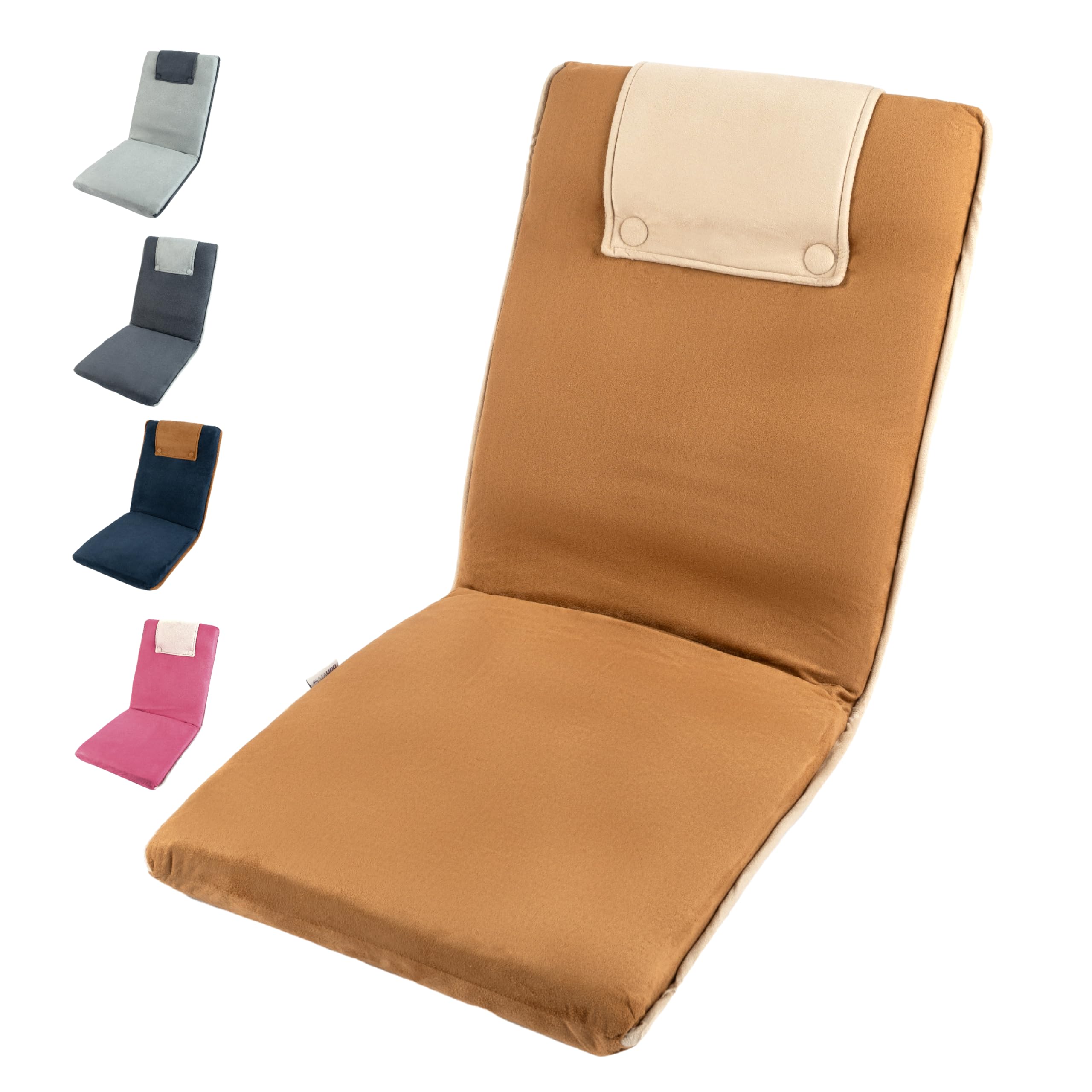 bonVIVO EASY II Comfortable Folding Chair, Portable Fold-Up Chair with Back Support, Floor Sofa & Lounge Chair for Relaxing, Ideal Meditation Chair & Reading Chair for Floor Seating Indoor Use Brown