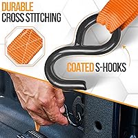 Vista 3 de FORTEM Correas de trinquete, juego de correas de amarre con resistencia de rotura de 1650 lb, paquete de 4 de 15 ft x 1 in, 4 bucles suaves, correas