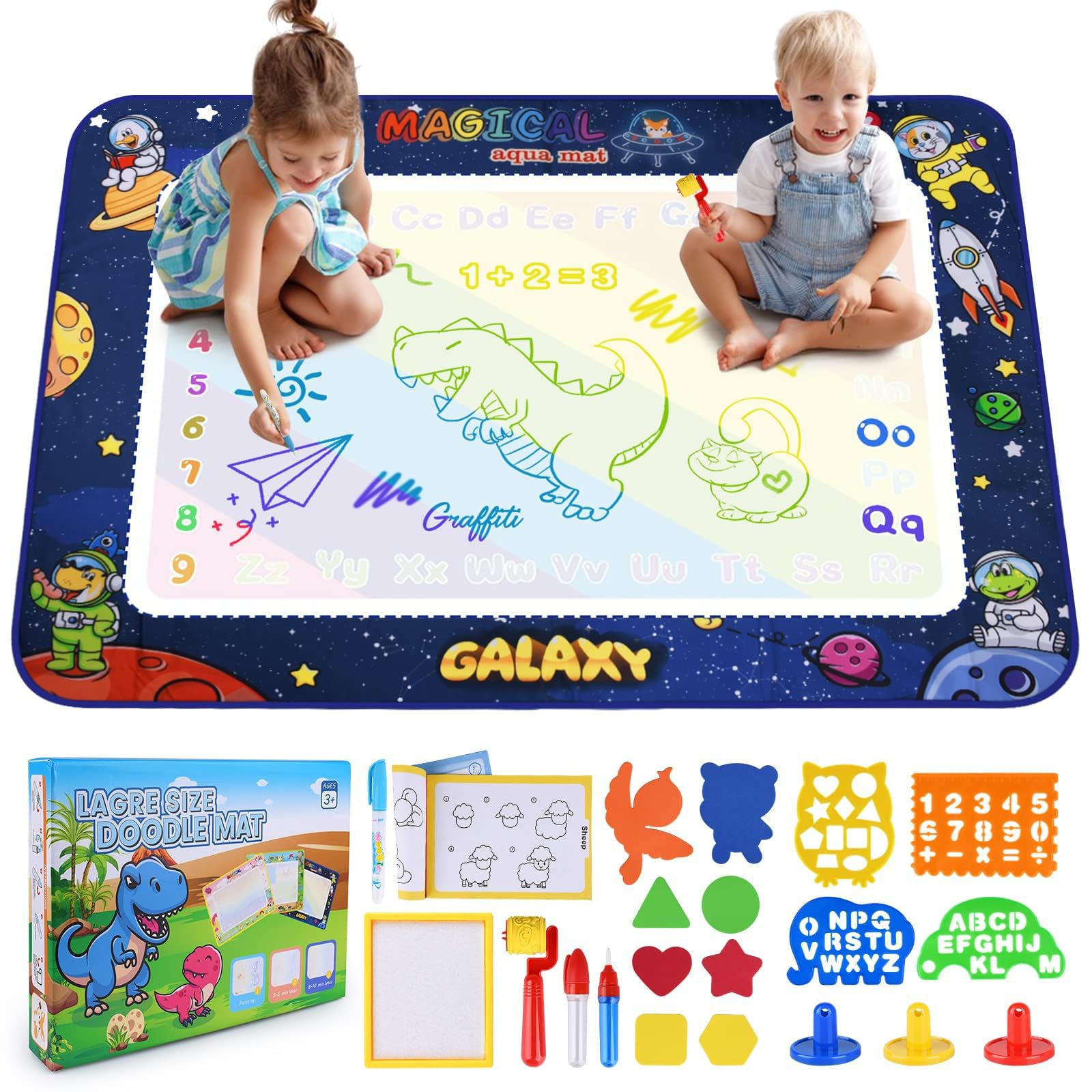MAILLARD Aqua Water Doodle Mat, 120 x 90 cm, Super Large Aqua Magic Doodle Mat, Stain-Free Painting Fun with Water