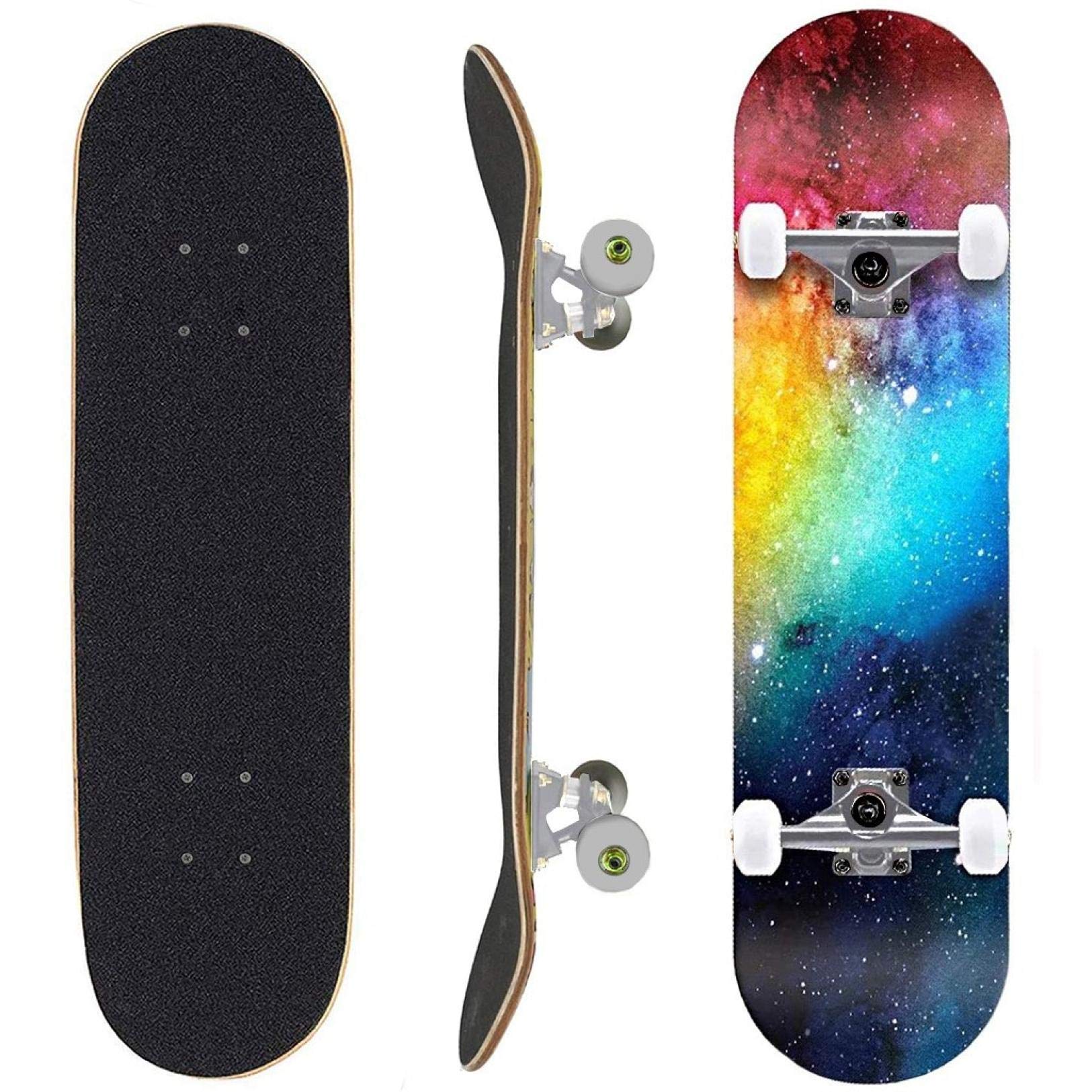 Zunjikelon Skateboards for Beginners, 31 Inch Complete Standard Skate Boards,Strong Grade A Maple Wood Board,Double Kick Concave Skateboards for Kids Youth Adult Teens