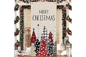 Enchanting Watercolor Merry Christmas Door Cover: Adorn Your Doorsteps with Festive Cheer