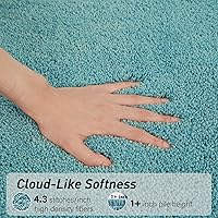 Vista 5 de Luxury Quick Dry Non-Slip Bathroom Rugs【17'' x 24'' Blue】 Highly Absorbent Washable and Ultra Soft, Extra Thick Fluffy Bath Mats for