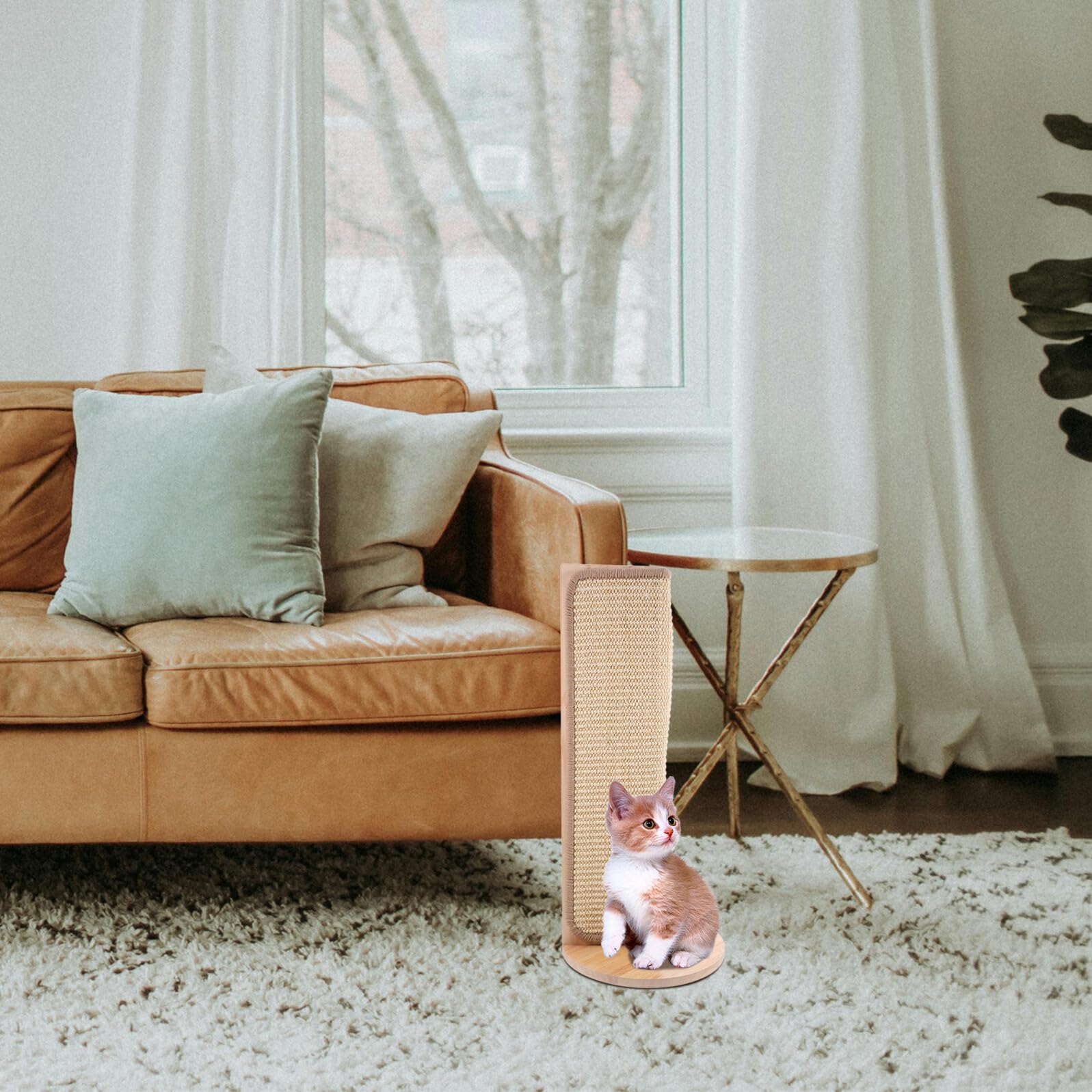 Homoyoyo Natürlicher Sisal Kratzschutz für Katzen zum Schutz von Möbeln und Sofaecken mit Holzrahmen Minimalistisches Design für Zuhause und Krallenpflege