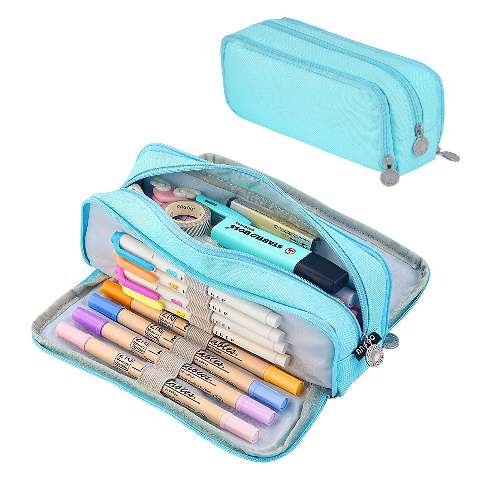 Coolzon Estuche, Grande para Lápices Estuches con 3 Cremalleras Papelería de Oficina, útiles Escolares para Niñas Niños Adolescentes Estudiantes Adultos(Azul)