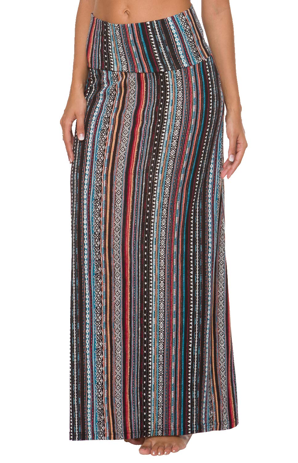 EXCHIC Mujer Cómoda Elástica Cintura Alta Maxi Falda Boho A-Line Largas Yoga Faldas