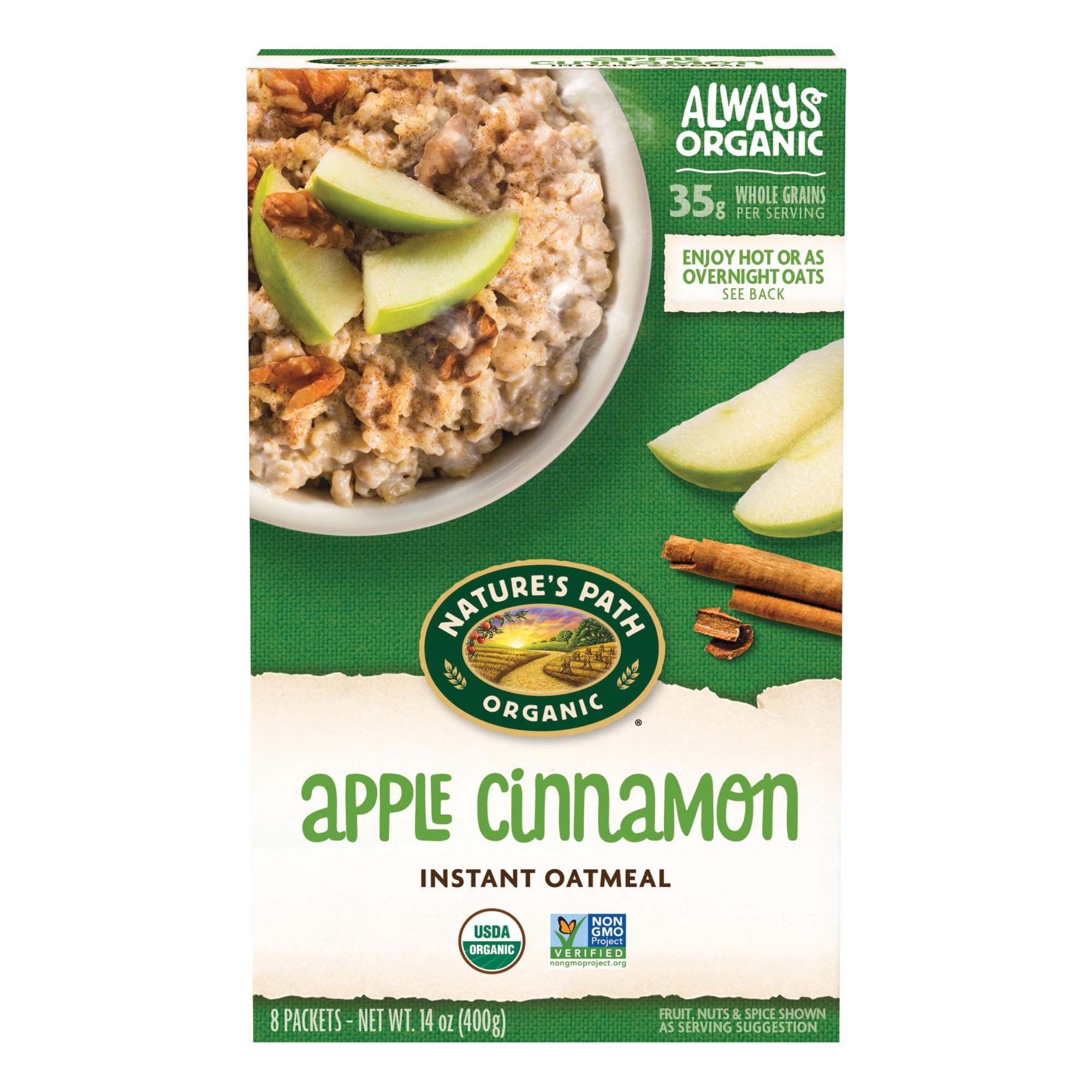 Nature's Path Organic Apple Cinnamon Instant Oatmeal, 14 oz (Pack of 6), Non-GMO
