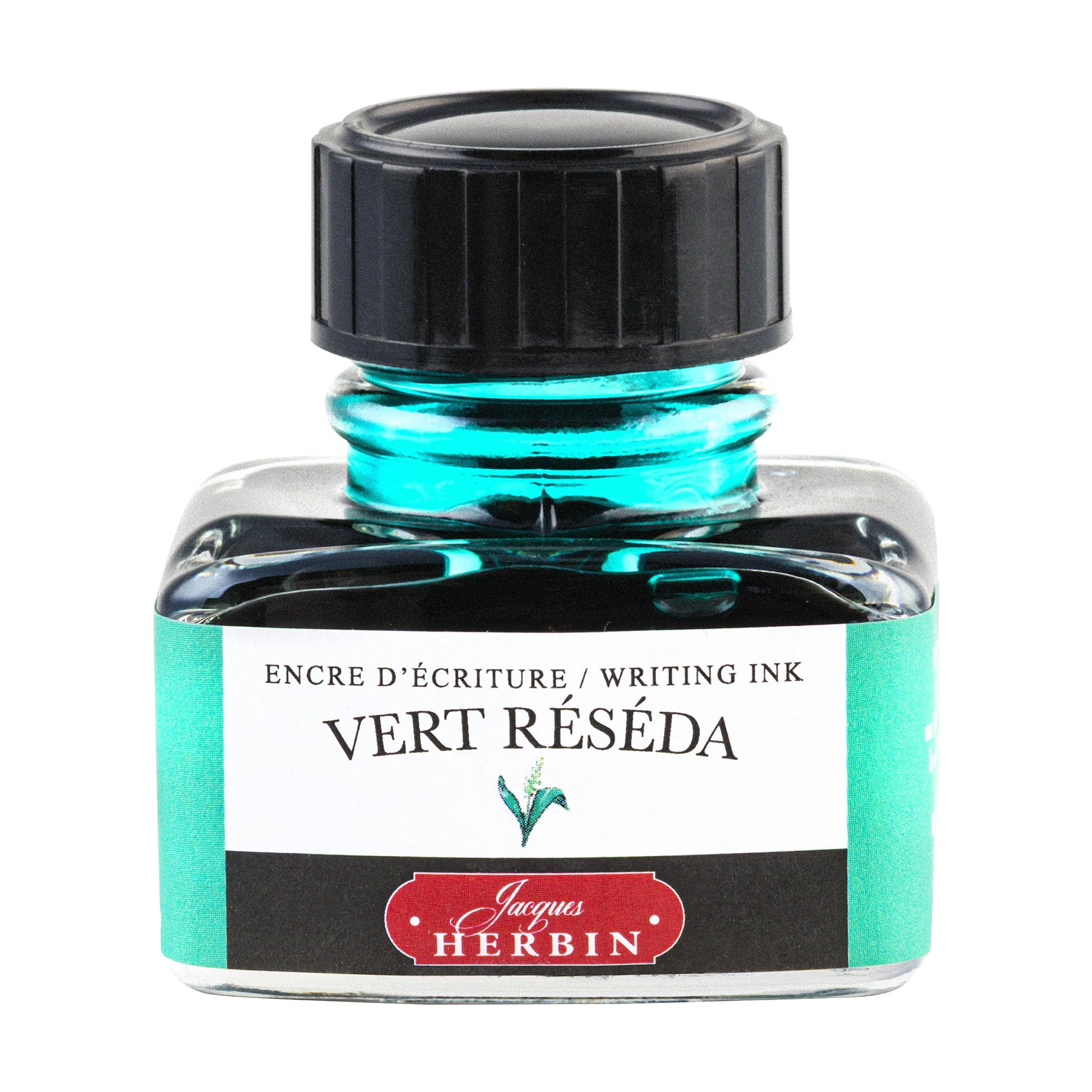 Jacques Herbin 13038T - One 30 ml Bottle of Ink for Fountain pens and rollerballs, Vert Reseda/reseda Green Colour - Made in France - Calligraphy Writing