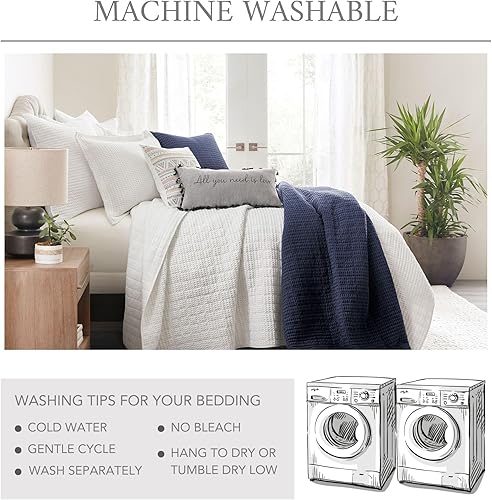 Miniatura 5 de Levtex Home - Mills Waffle - Juego de colcha Queen - Waffle de algodón gris - Tamaño de la colcha (106 x 106 pulgadas), tamaño de la funda (26 x 20