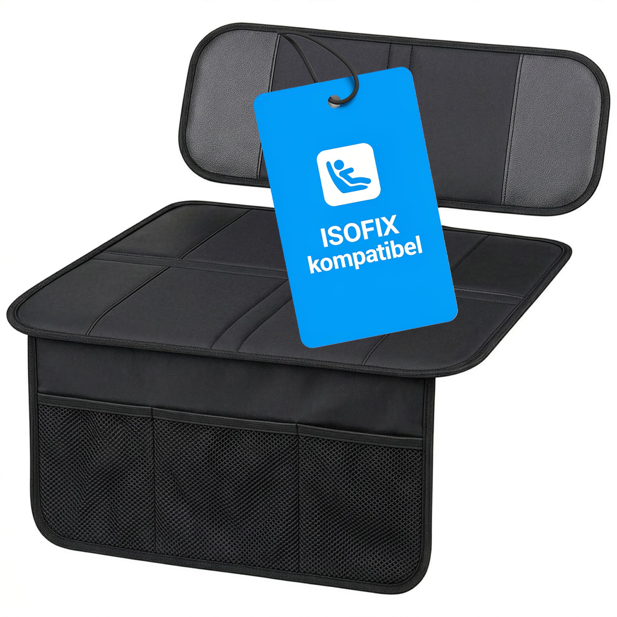 Walser Kindersitzunterlage, Auto-Sitzschoner Kindersitz, PKW-Sitzauflage rutschfest, George Premium Kindersitz-Unterlage ISOFIX-kompatibel schwarz