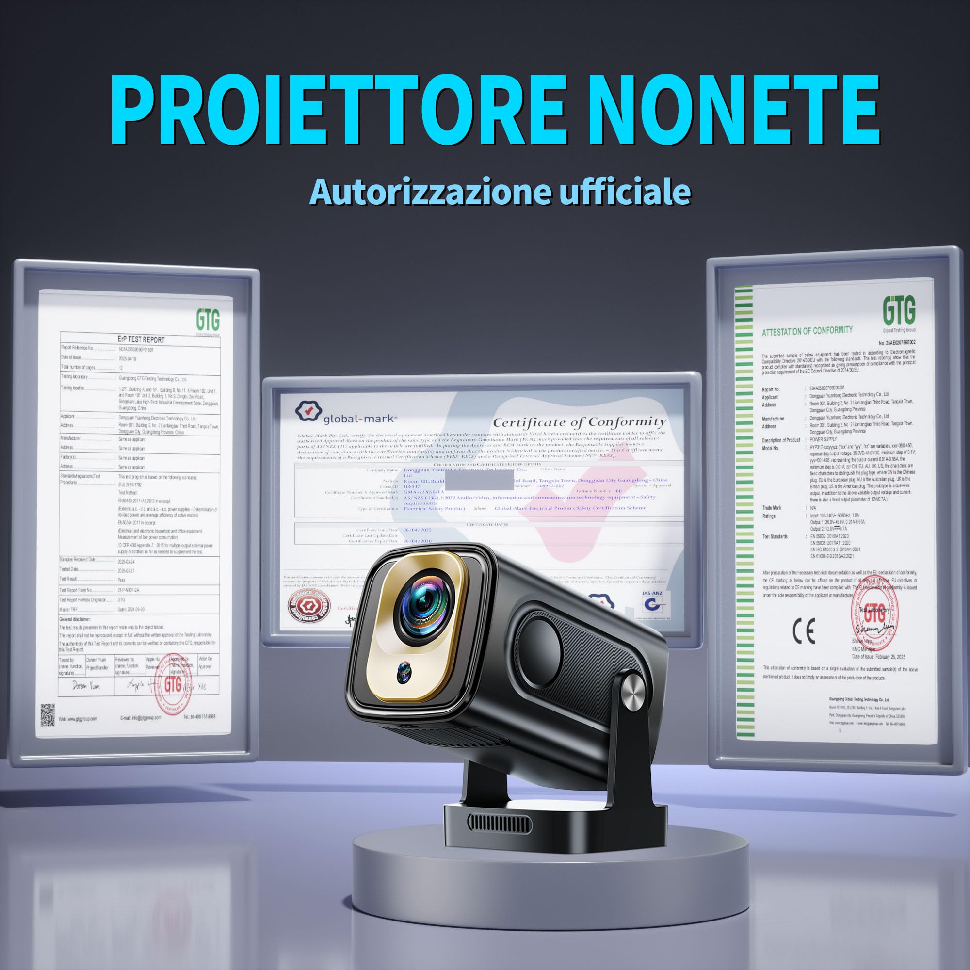 [App integrata] Mini Proiettore 1080P FHD, 2025 Proiettore 4K Supporta Proiettore Portatile WiFi 6 Bluetooth 5.4 Auto Keystone, HDMI/Phone/USB/TV Stick/Laptop, con Cavo HDMI & Mouse nero