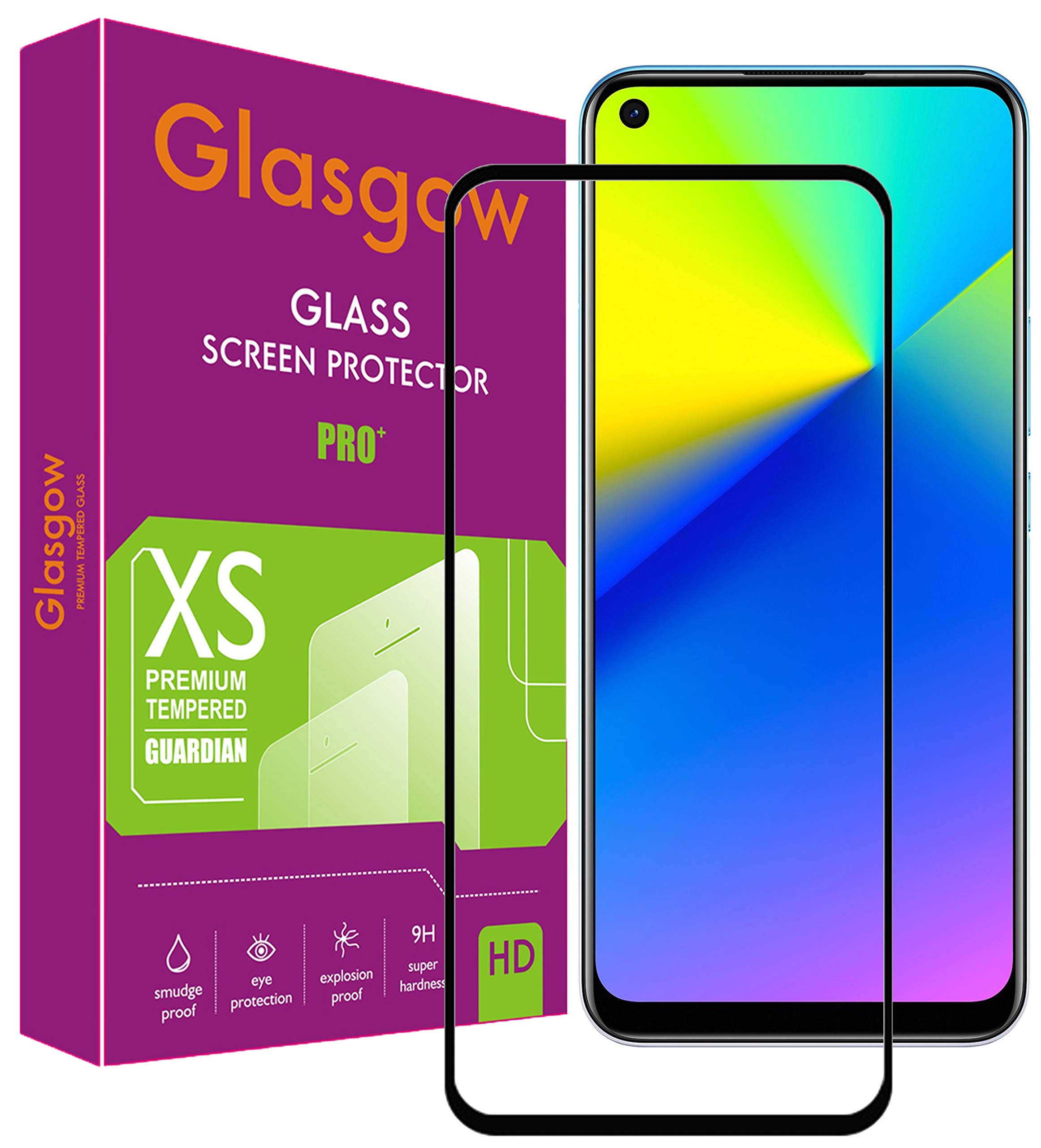 Glasgow 9H+ High Definition [HD] Tempered Glass for Realme 8 5G Screen Protection Premium Product [Curved Edges] [Gorilla] - Black (B093SPCR5W) Amazon Price History, Amazon Price Tracker