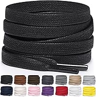 Miscly Flat Waxed Cotton Shoe Laces - Durable Stay-Tied Boot Laces for Sneakers, Boots & Shoes, Multiple Lengths & Colors