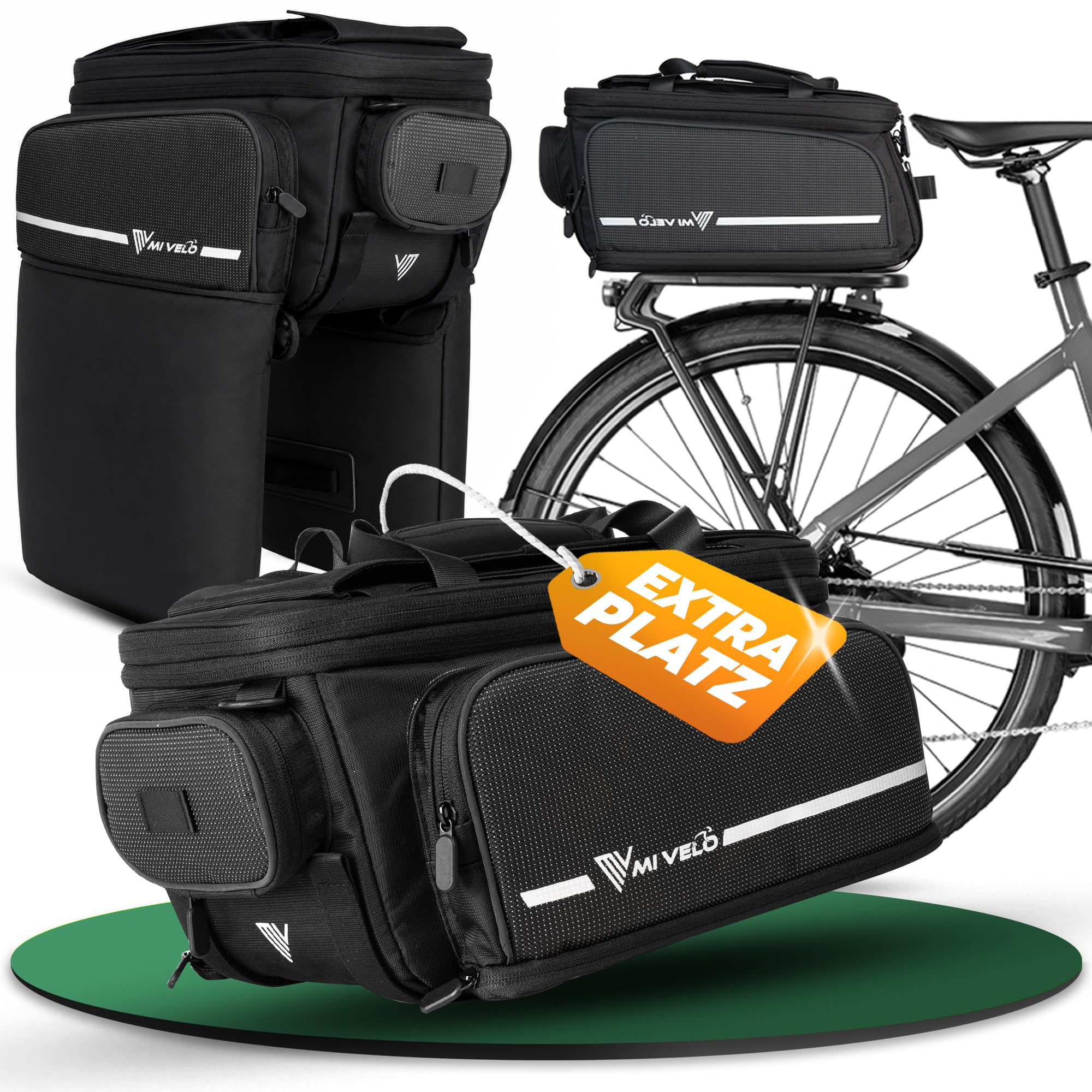 MIVELO Fahrradtasche für Gepäckträger, Gepäckträgertasche Fahrrad hinten, Radtasche passend für alle Gepäckträger, wasserabweisend & robust